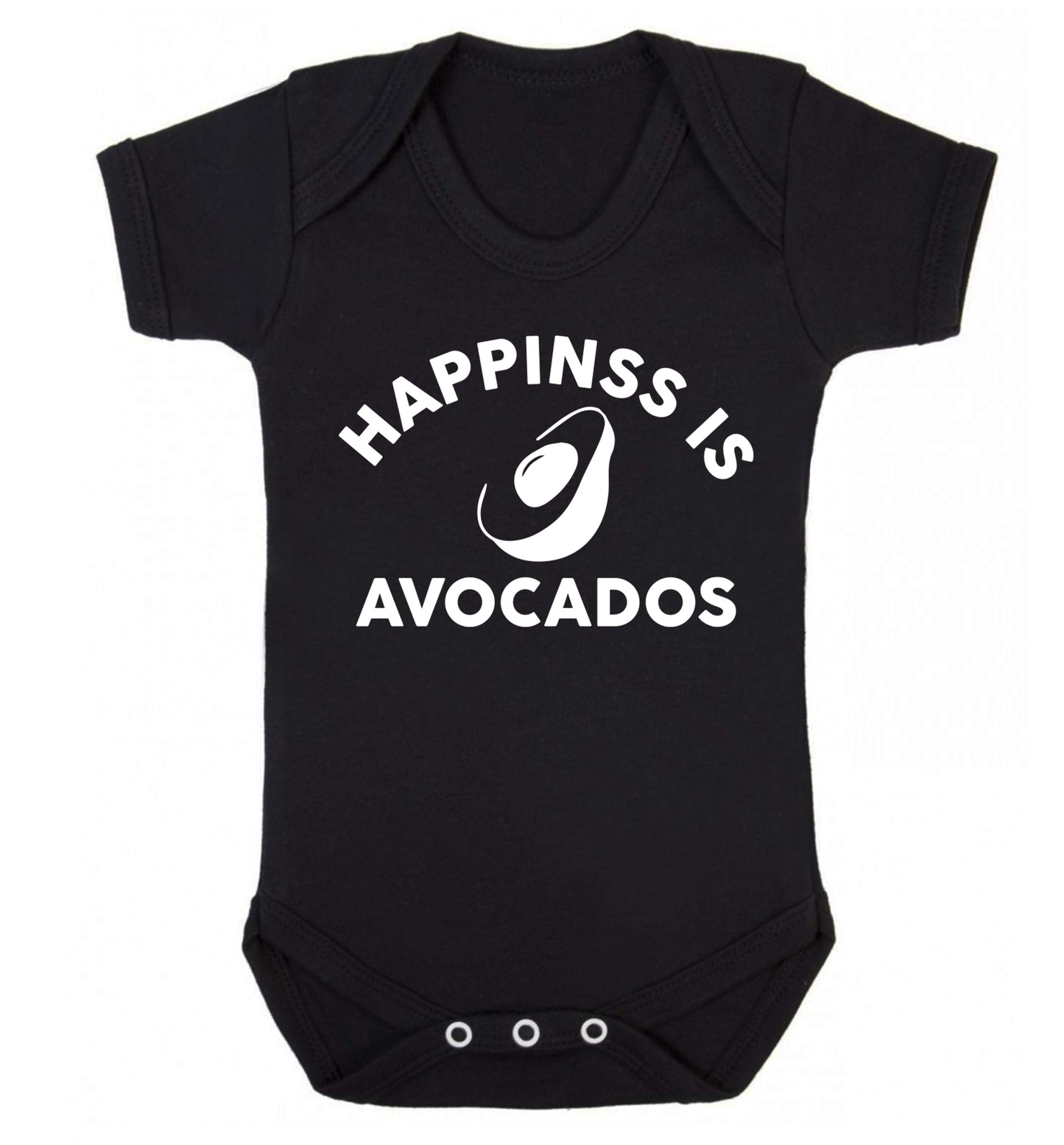 Happiness is avocados Baby Vest black 18-24 months