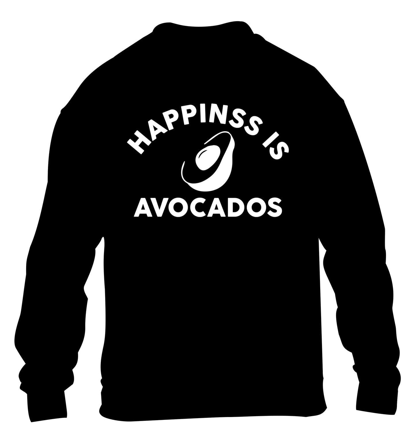 Happiness is avocados children's black sweater 12-14 Years