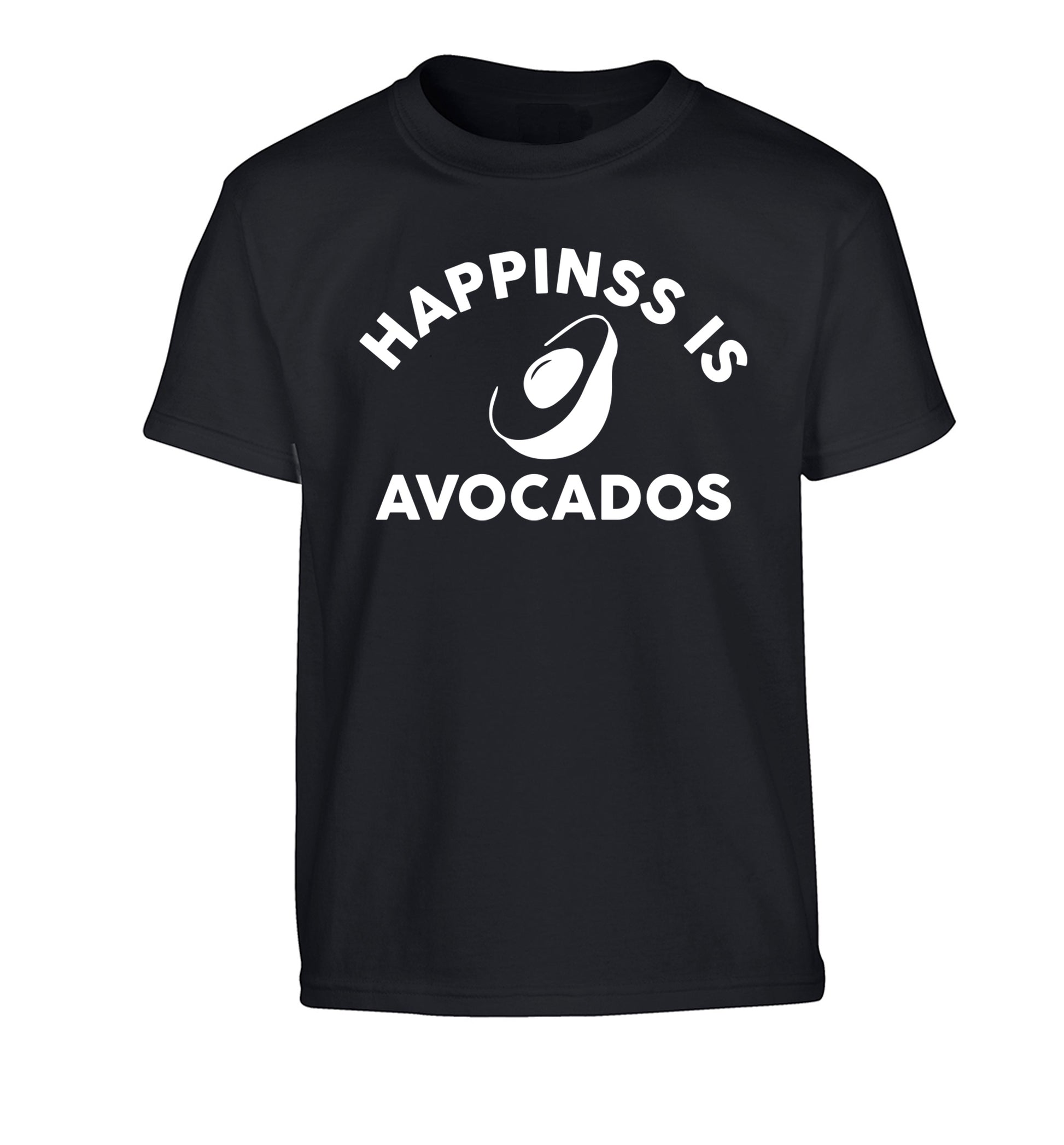 Happiness is avocados Children's black Tshirt 12-14 Years