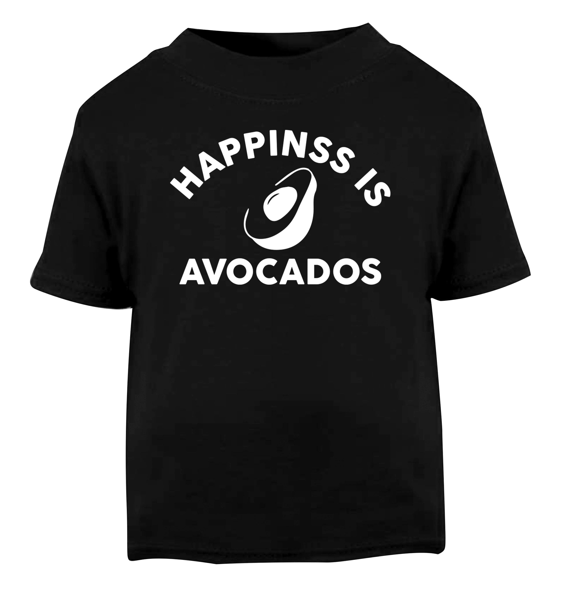 Happiness is avocados Black Baby Toddler Tshirt 2 years