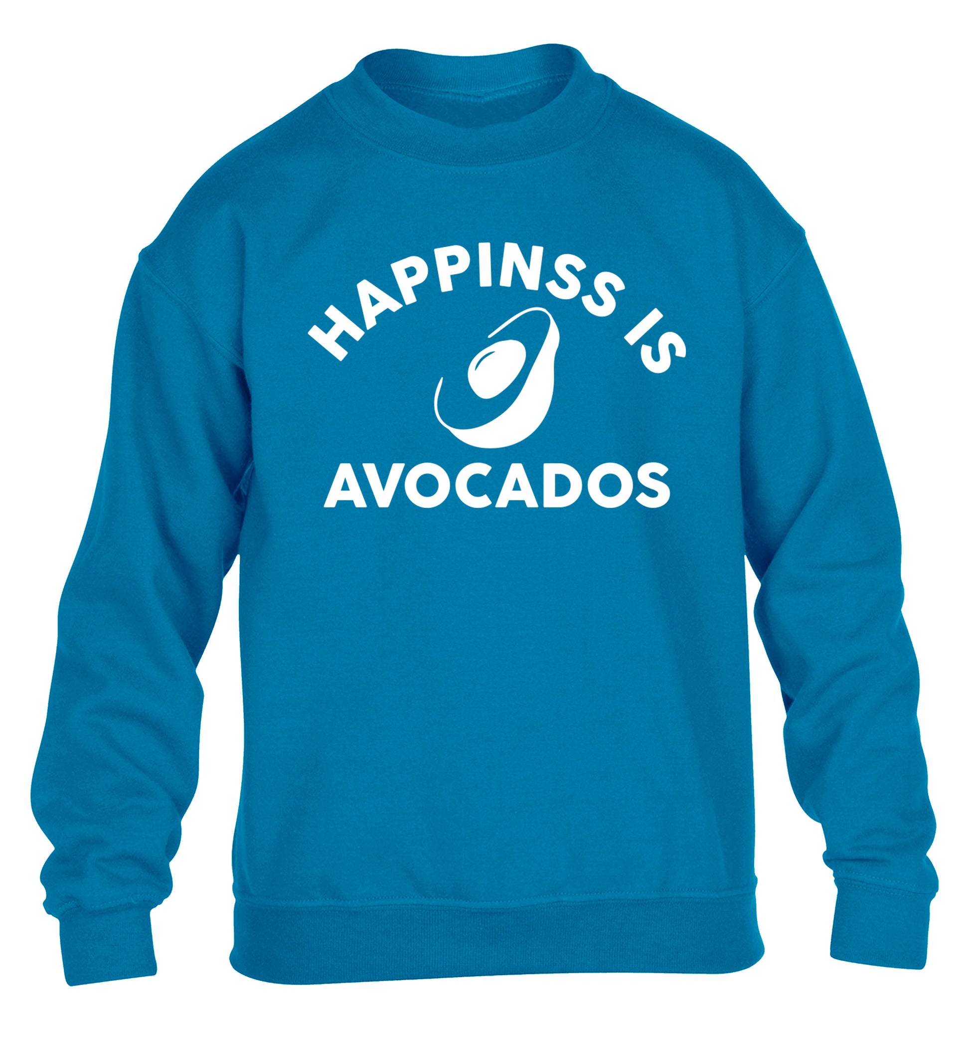Happiness is avocados children's blue sweater 12-14 Years