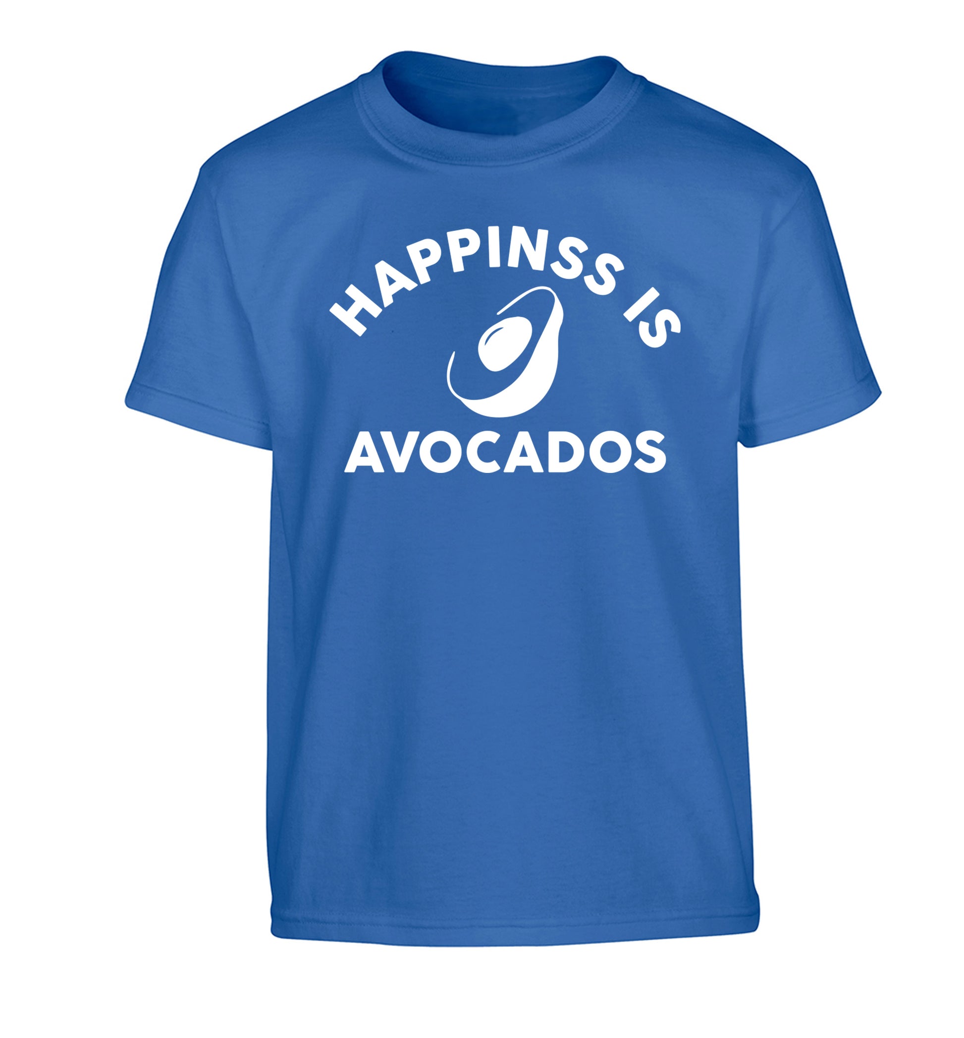 Happiness is avocados Children's blue Tshirt 12-14 Years