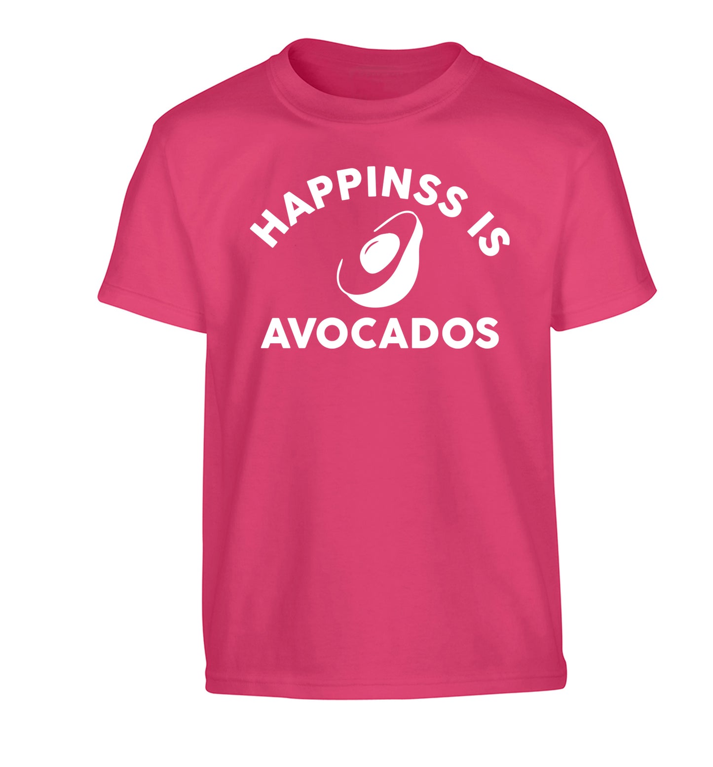 Happiness is avocados Children's pink Tshirt 12-14 Years