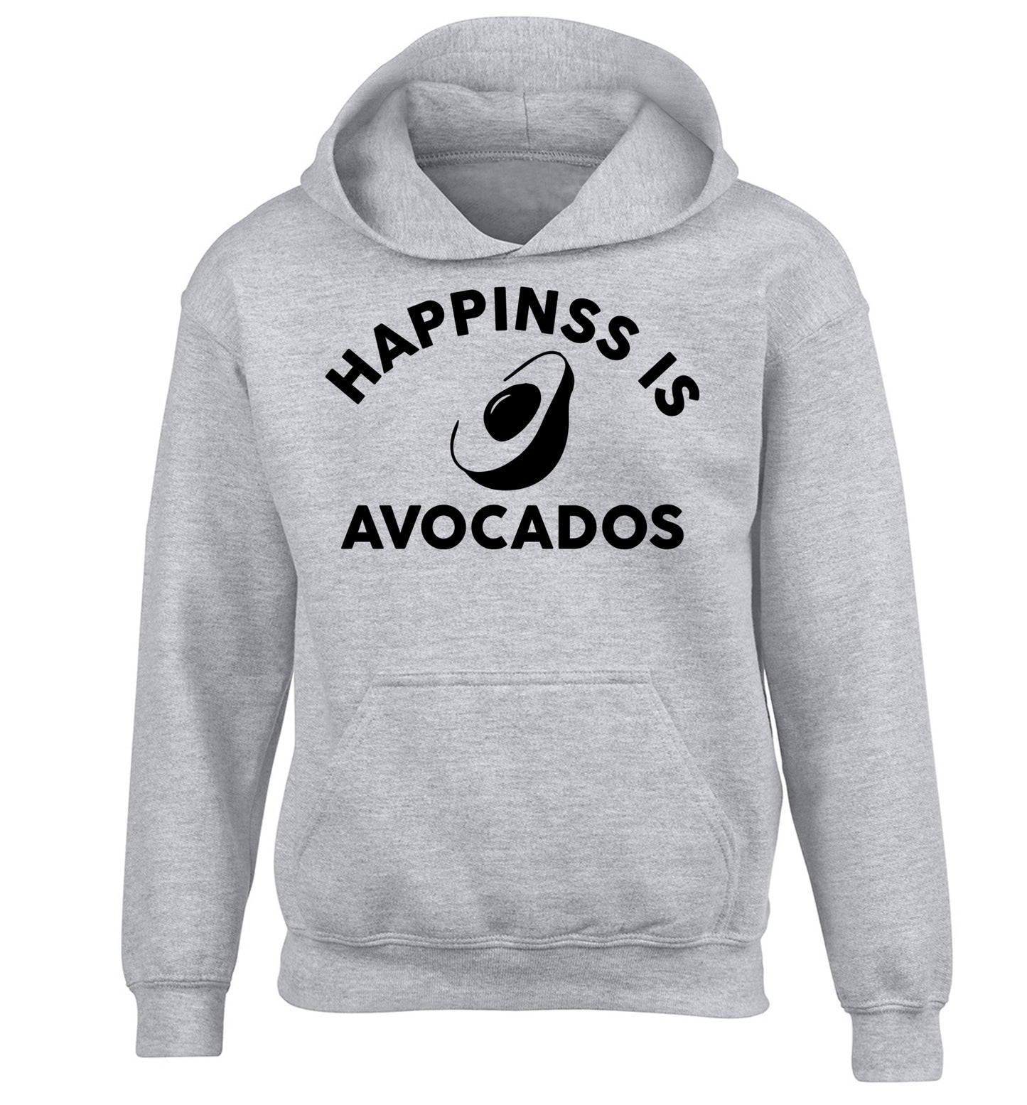 Happiness is avocados children's grey hoodie 12-14 Years