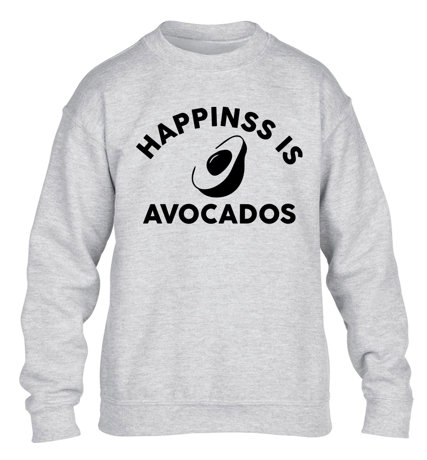 Happiness is avocados children's grey sweater 12-14 Years