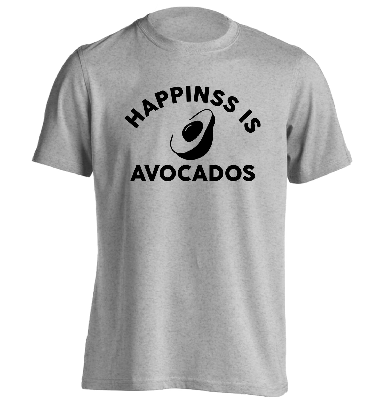 Happiness is avocados adults unisex grey Tshirt 2XL