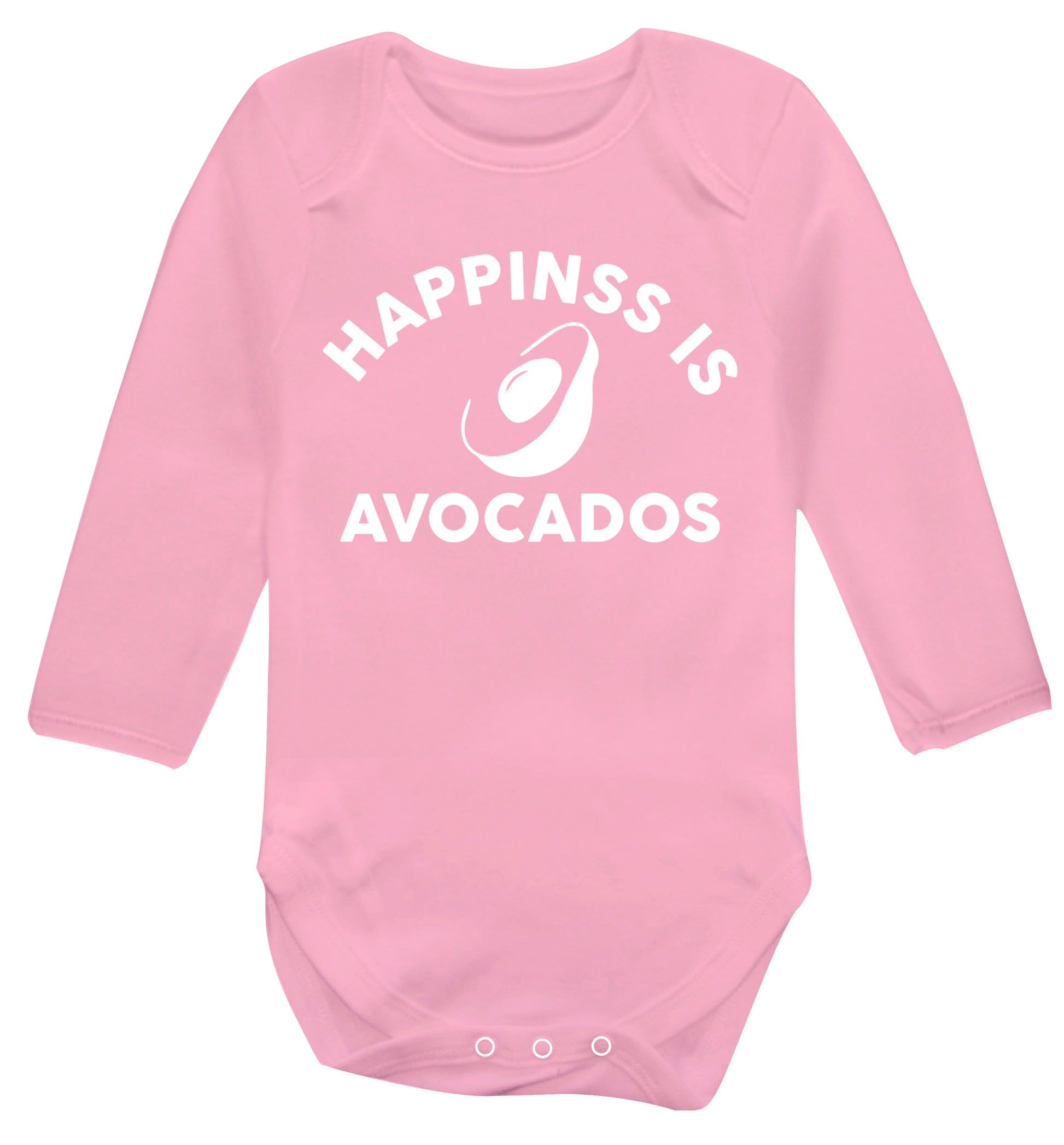 Happiness is avocados Baby Vest long sleeved pale pink 6-12 months