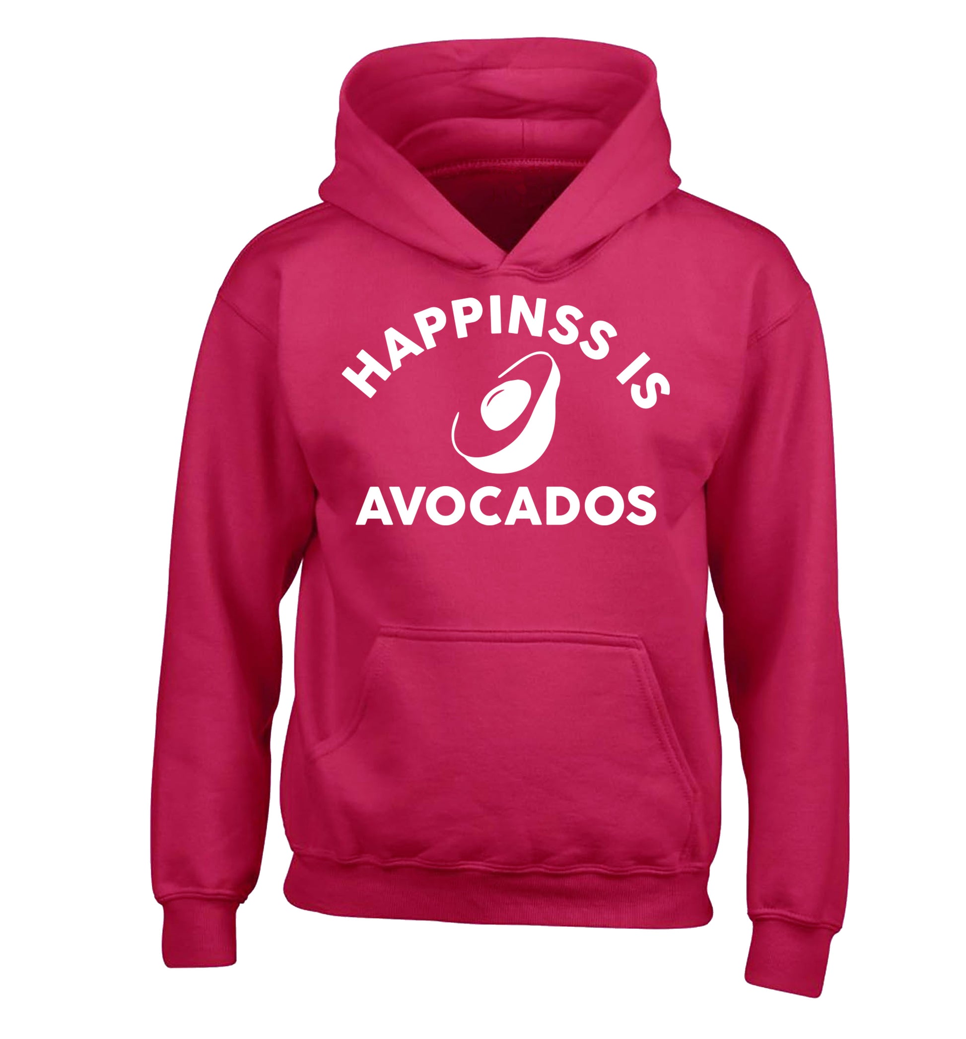 Happiness is avocados children's pink hoodie 12-14 Years