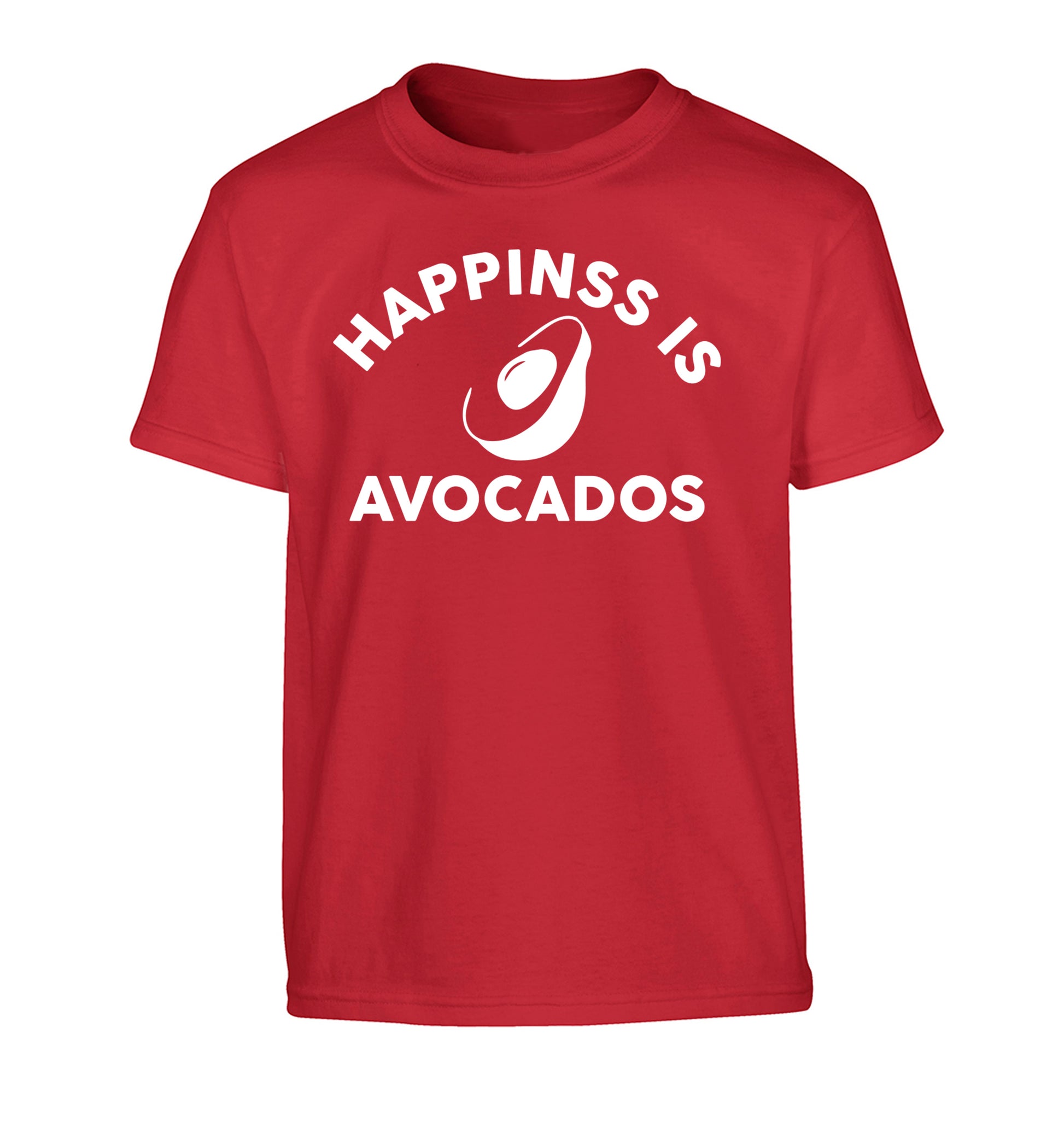 Happiness is avocados Children's red Tshirt 12-14 Years