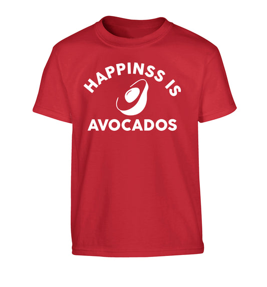 Happiness is avocados Children's red Tshirt 12-14 Years