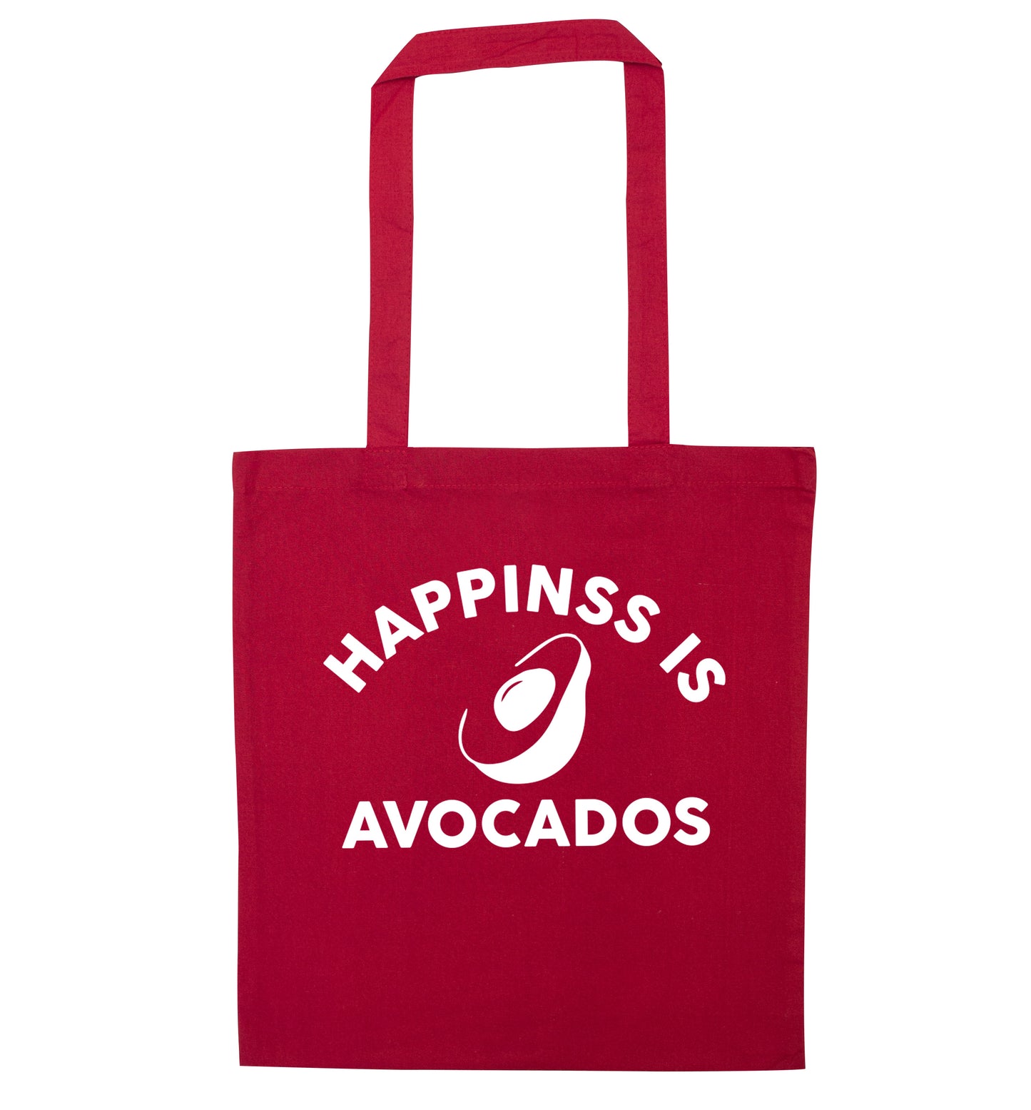 Happiness is avocados red tote bag