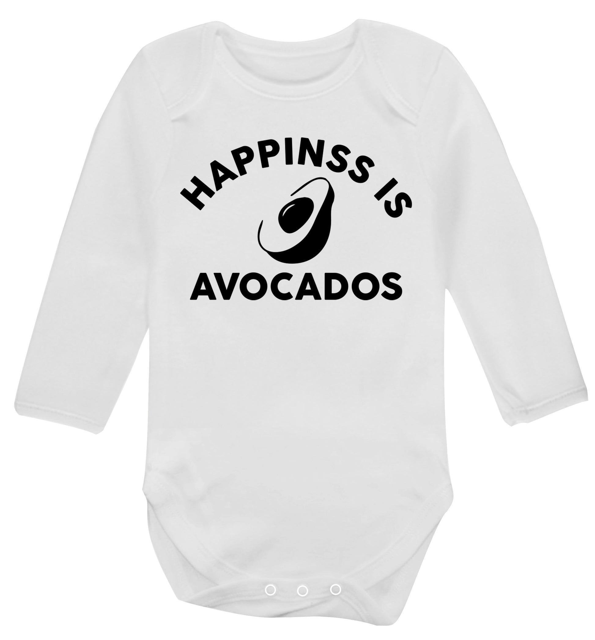 Happiness is avocados Baby Vest long sleeved white 6-12 months