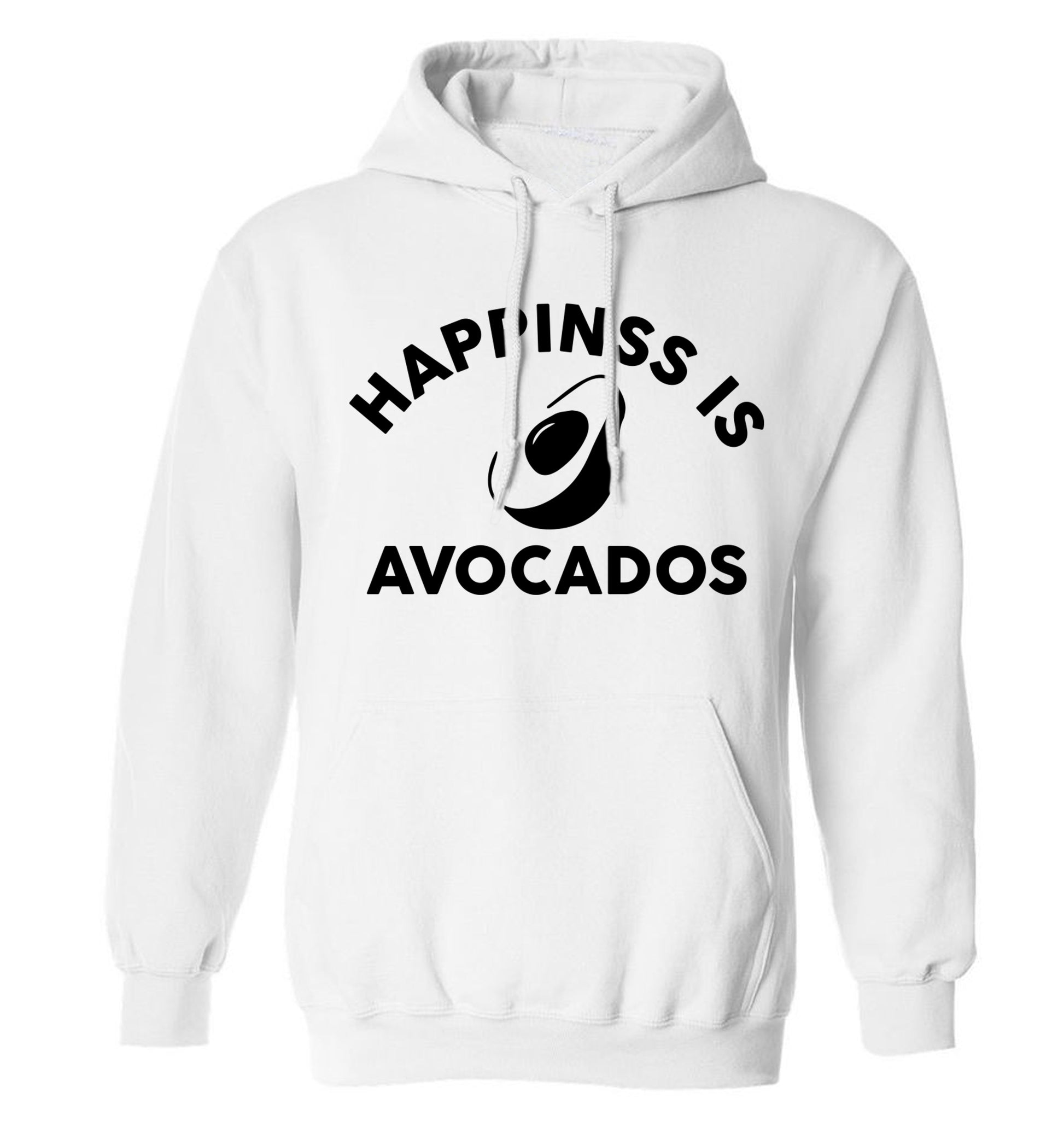Happiness is avocados adults unisex white hoodie 2XL