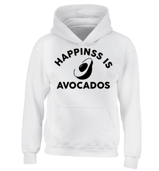 Happiness is avocados children's white hoodie 12-14 Years