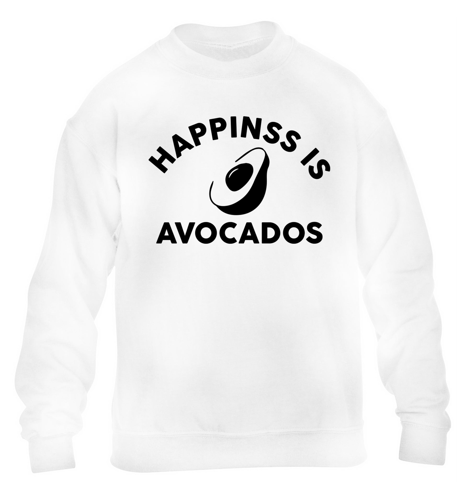 Happiness is avocados children's white sweater 12-14 Years