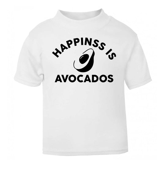 Happiness is avocados white Baby Toddler Tshirt 2 Years