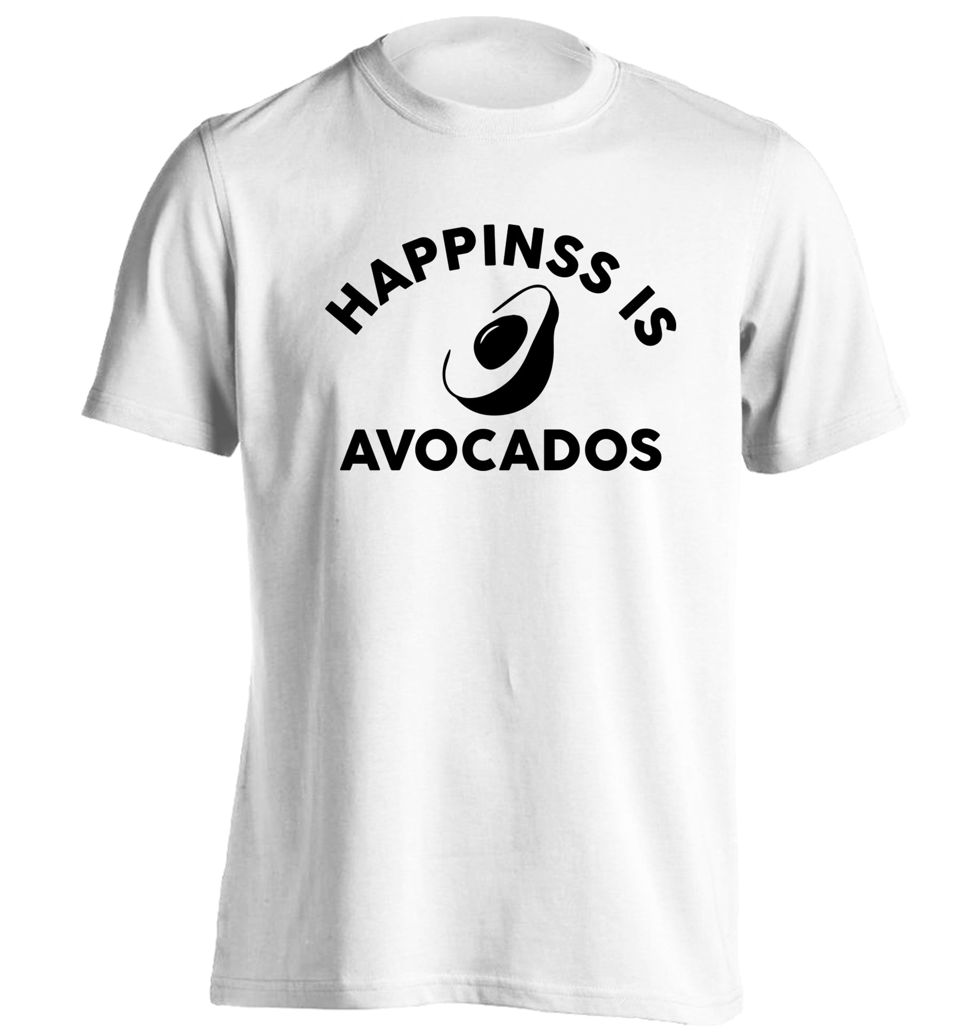 Happiness is avocados adults unisex white Tshirt 2XL