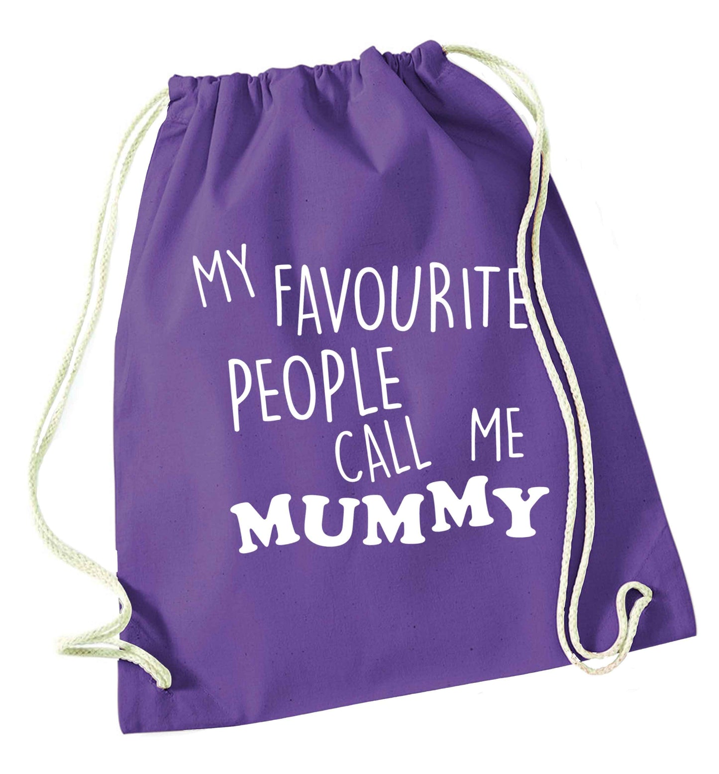 My favourite people call me mummy purple drawstring bag