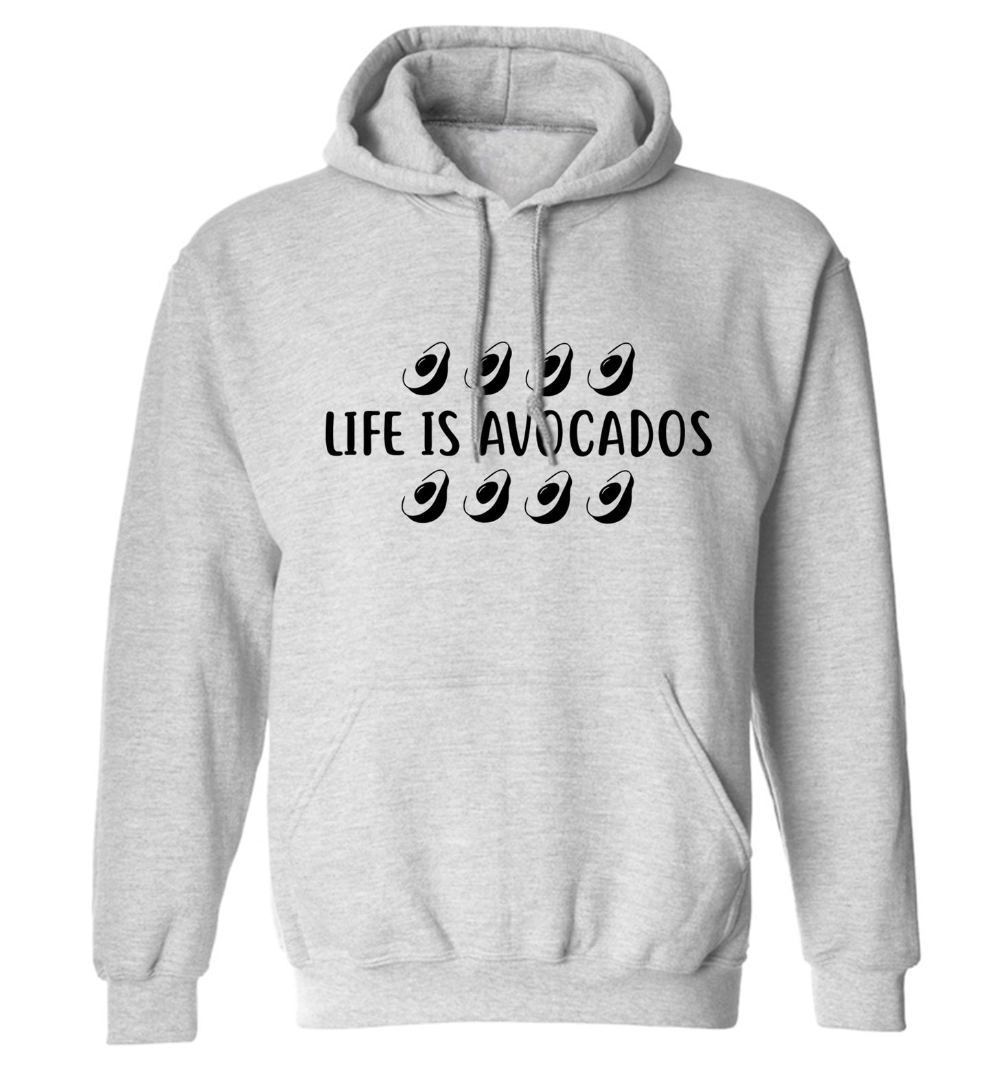 Life is avocados adults unisex grey hoodie 2XL