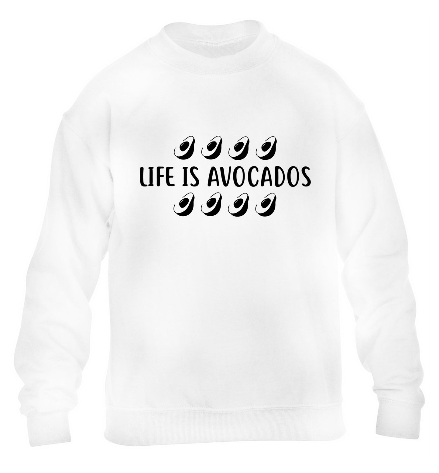 Life is avocados children's white sweater 12-14 Years