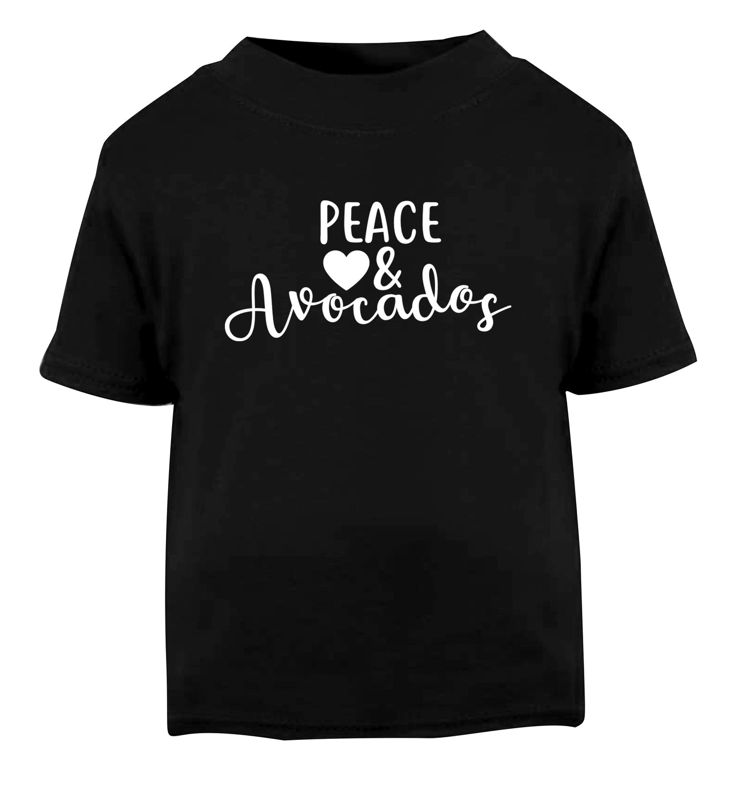 Peace love and avocados Black Baby Toddler Tshirt 2 years