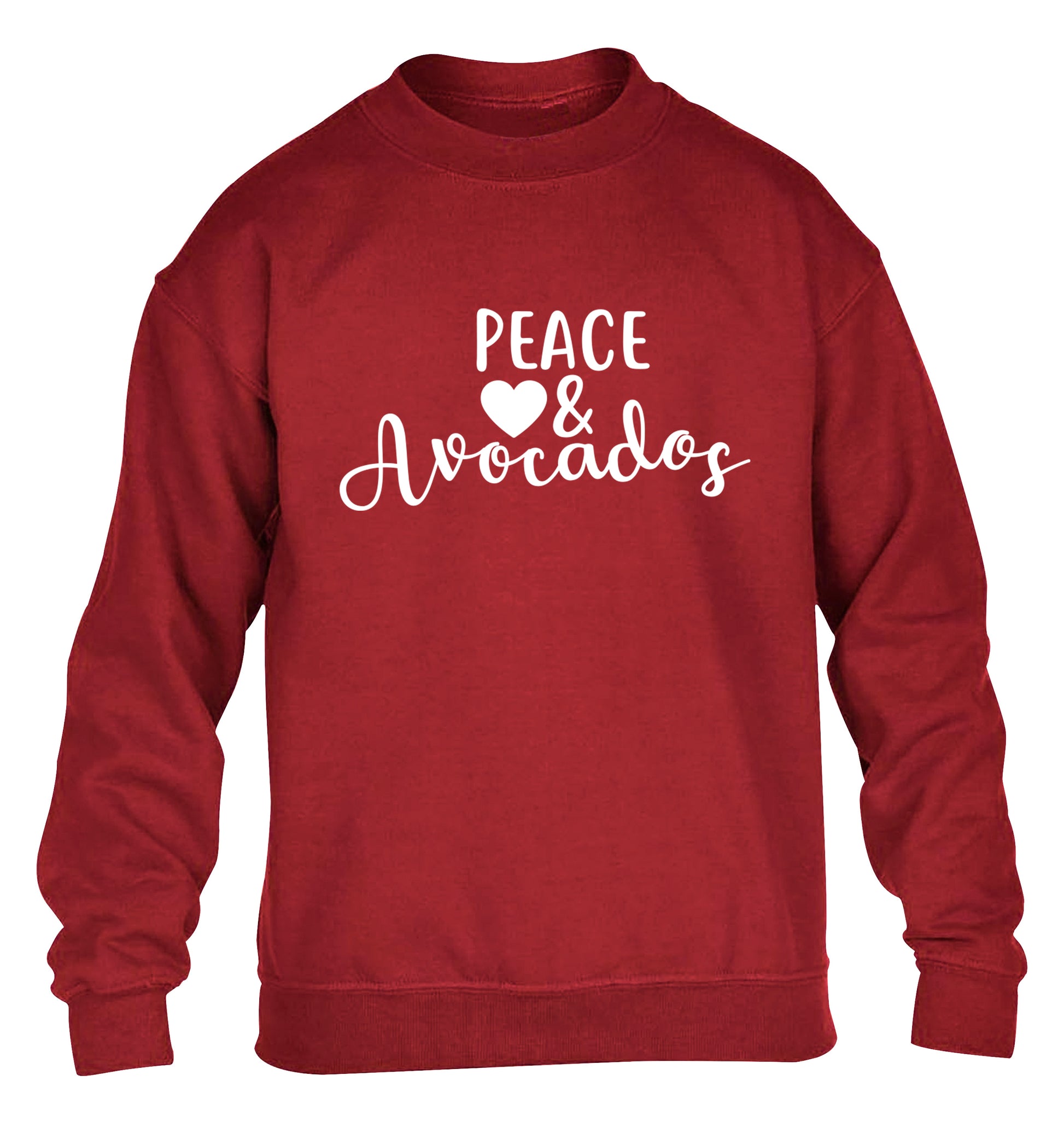 Peace love and avocados children's grey sweater 12-14 Years