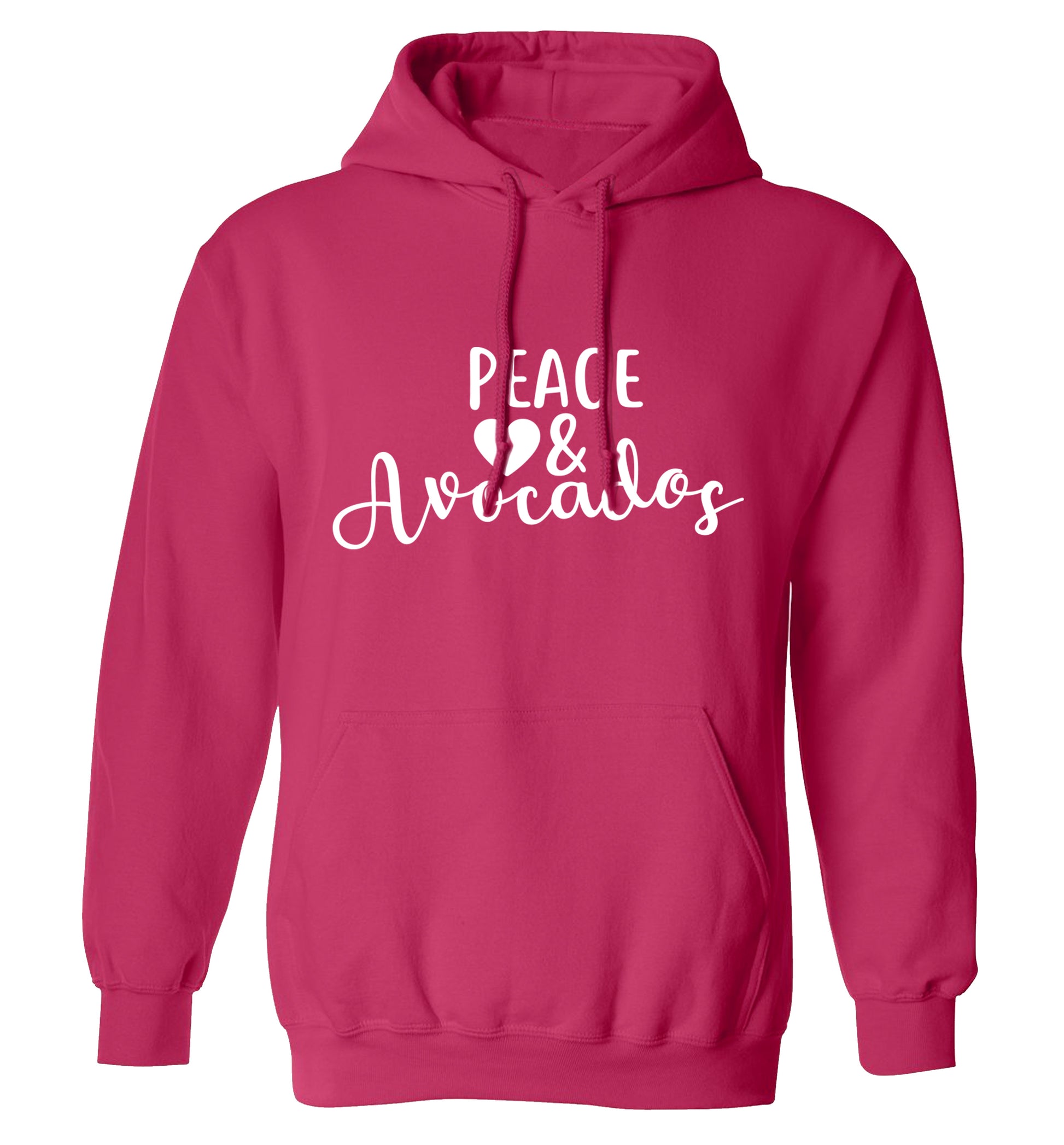 Peace love and avocados adults unisex pink hoodie 2XL