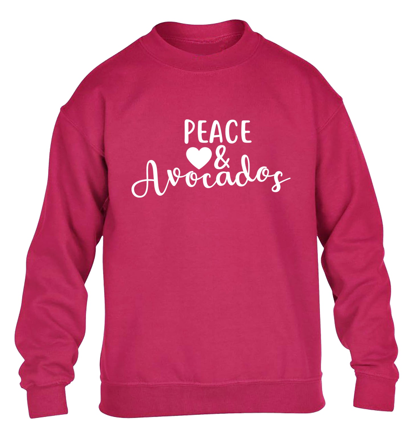 Peace love and avocados children's pink sweater 12-14 Years
