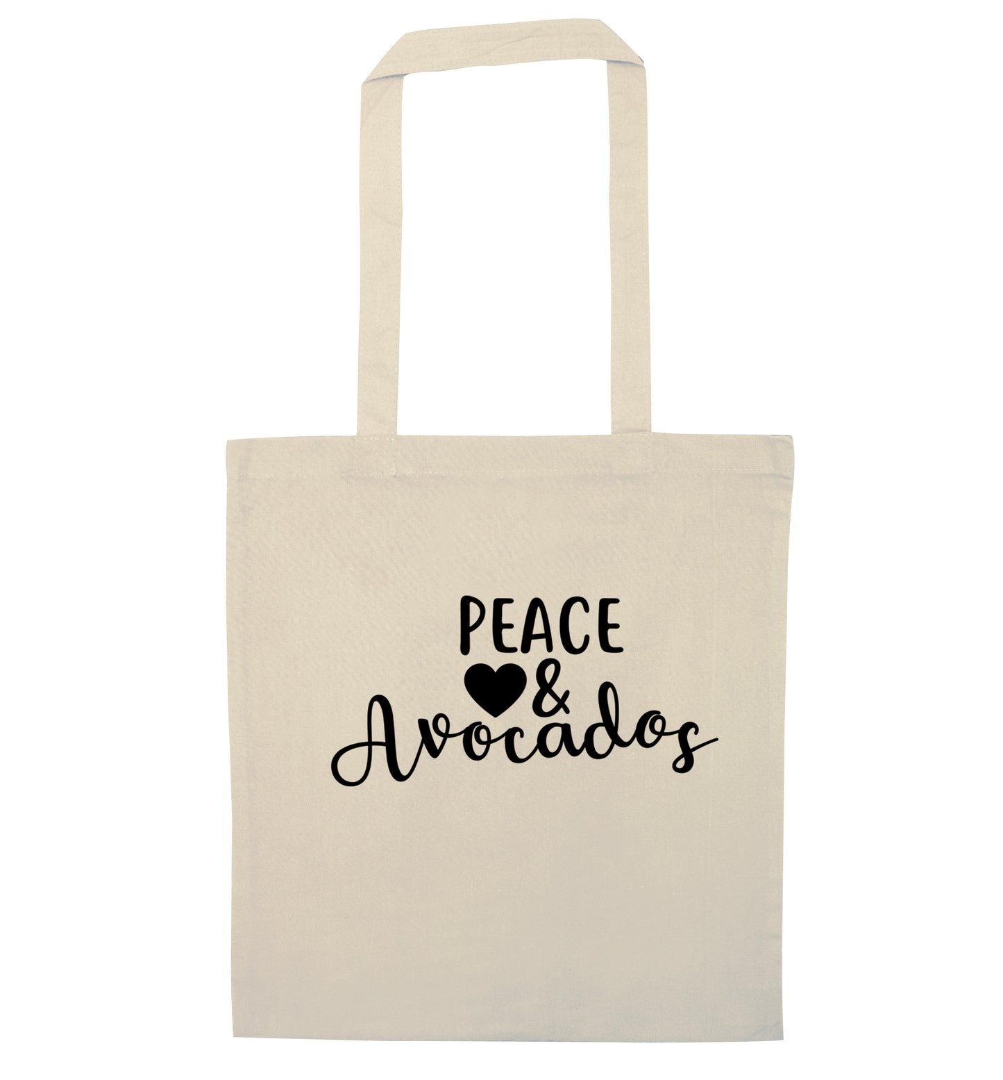Peace love and avocados natural tote bag