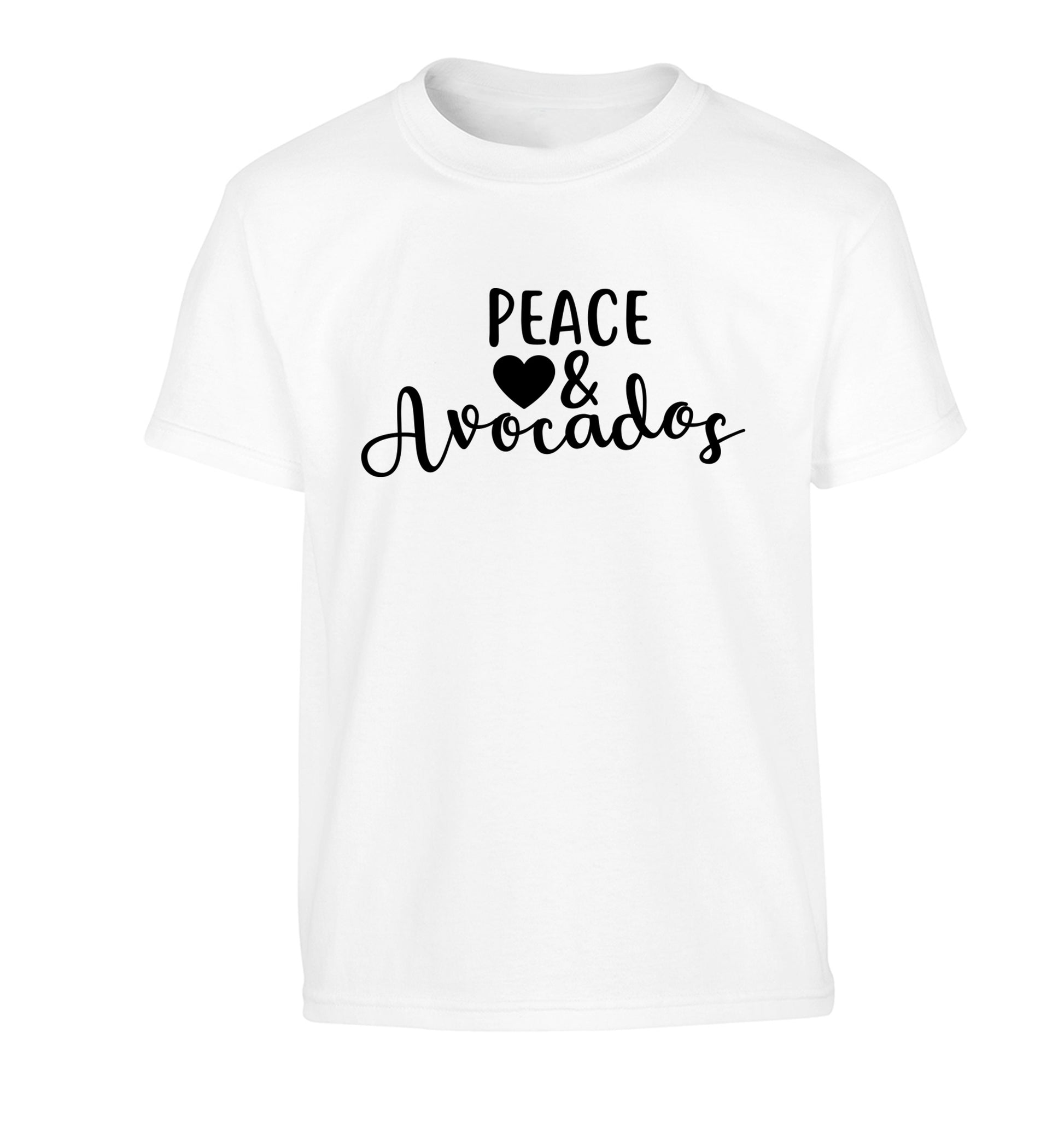 Peace love and avocados Children's white Tshirt 12-14 Years