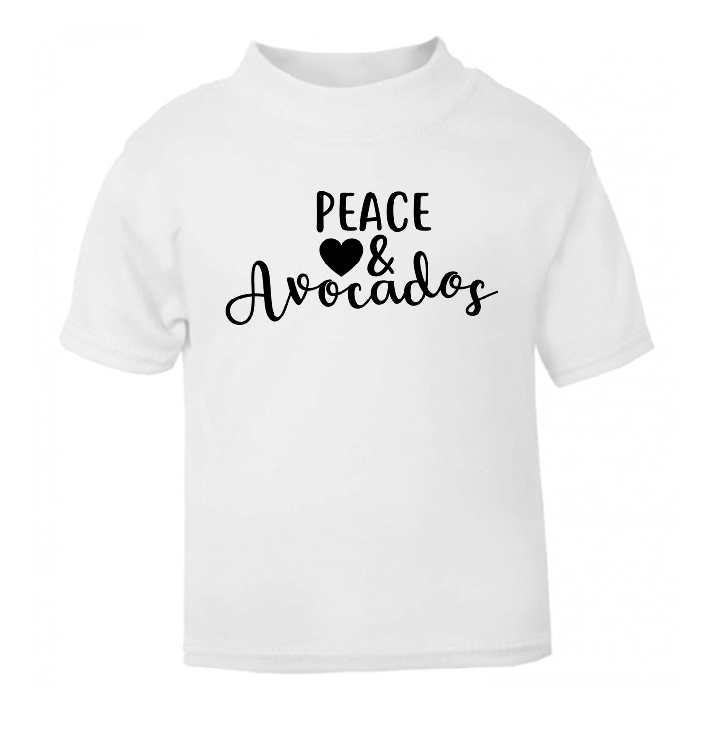 Peace love and avocados white Baby Toddler Tshirt 2 Years