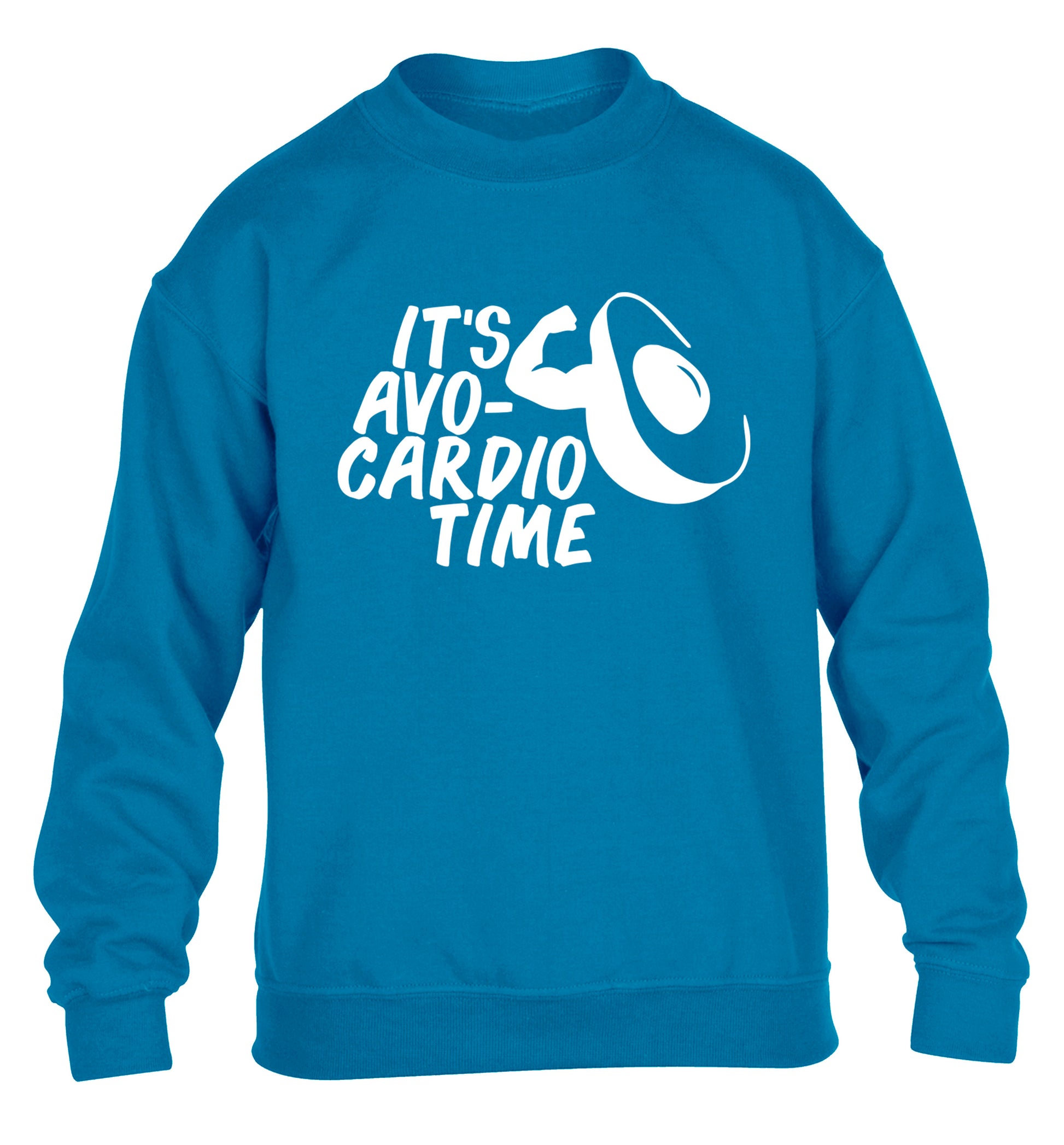 It's avo-cardio time children's blue sweater 12-14 Years