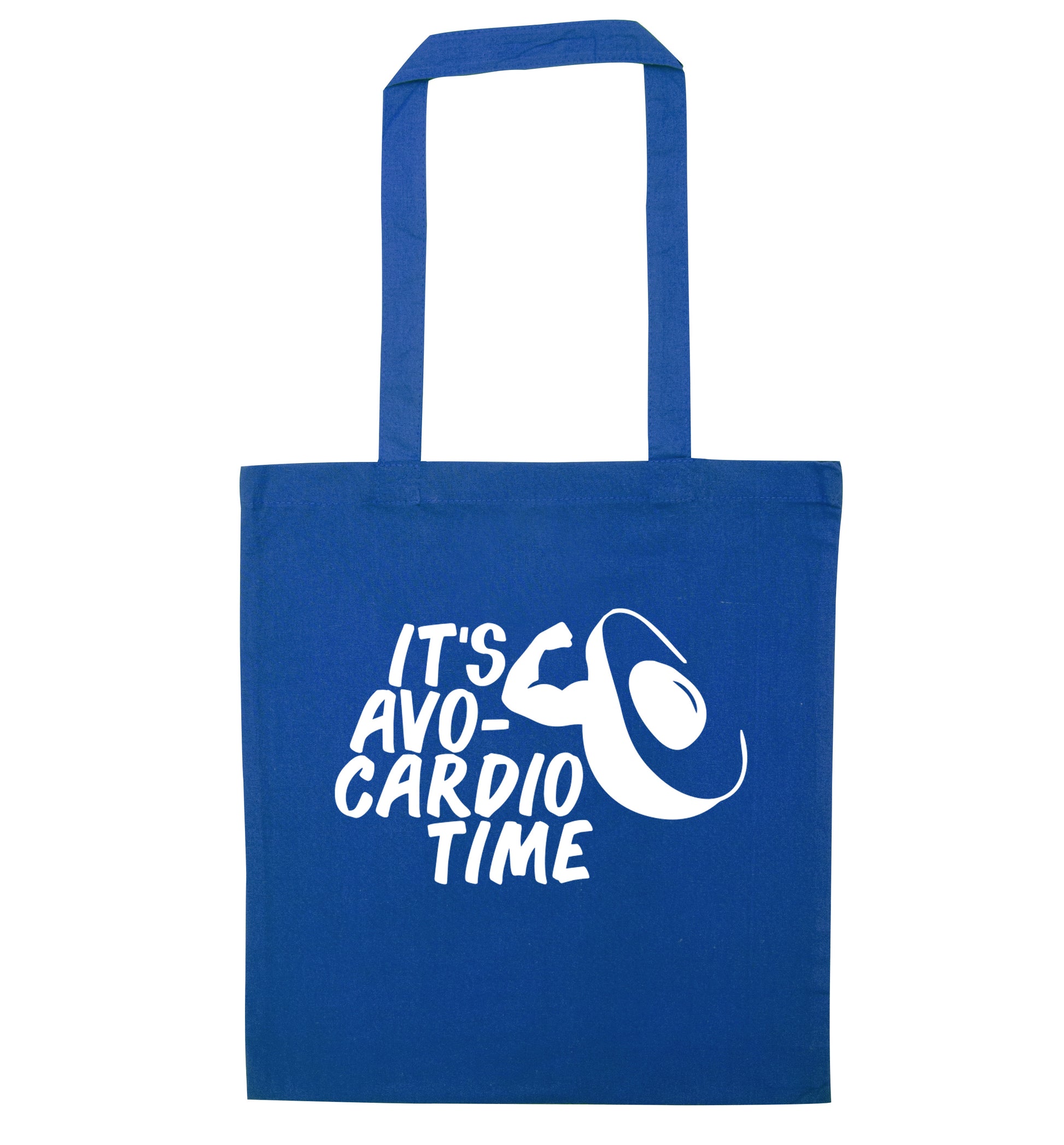 It's avo-cardio time blue tote bag