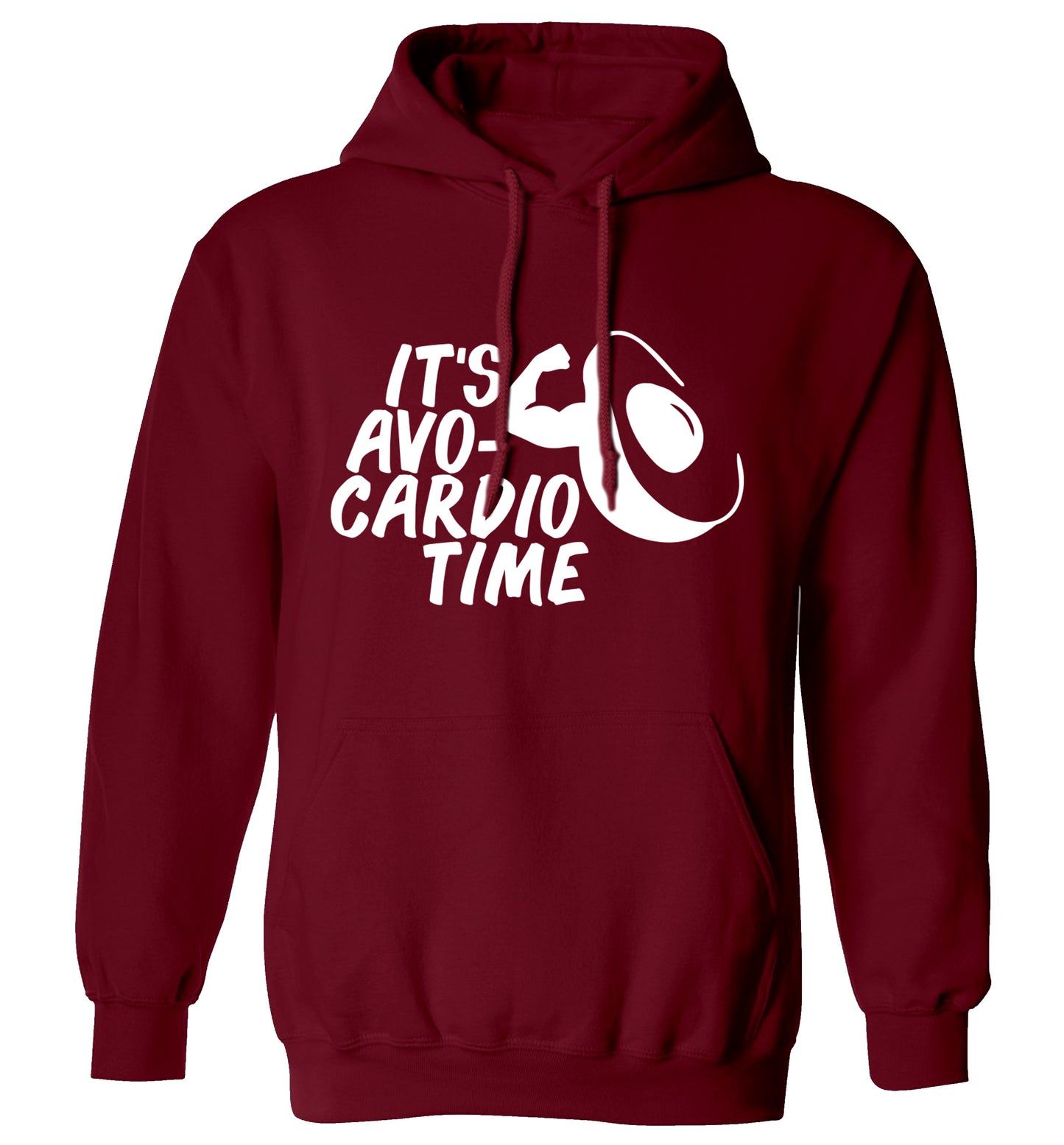 It's avo-cardio time adults unisex maroon hoodie 2XL
