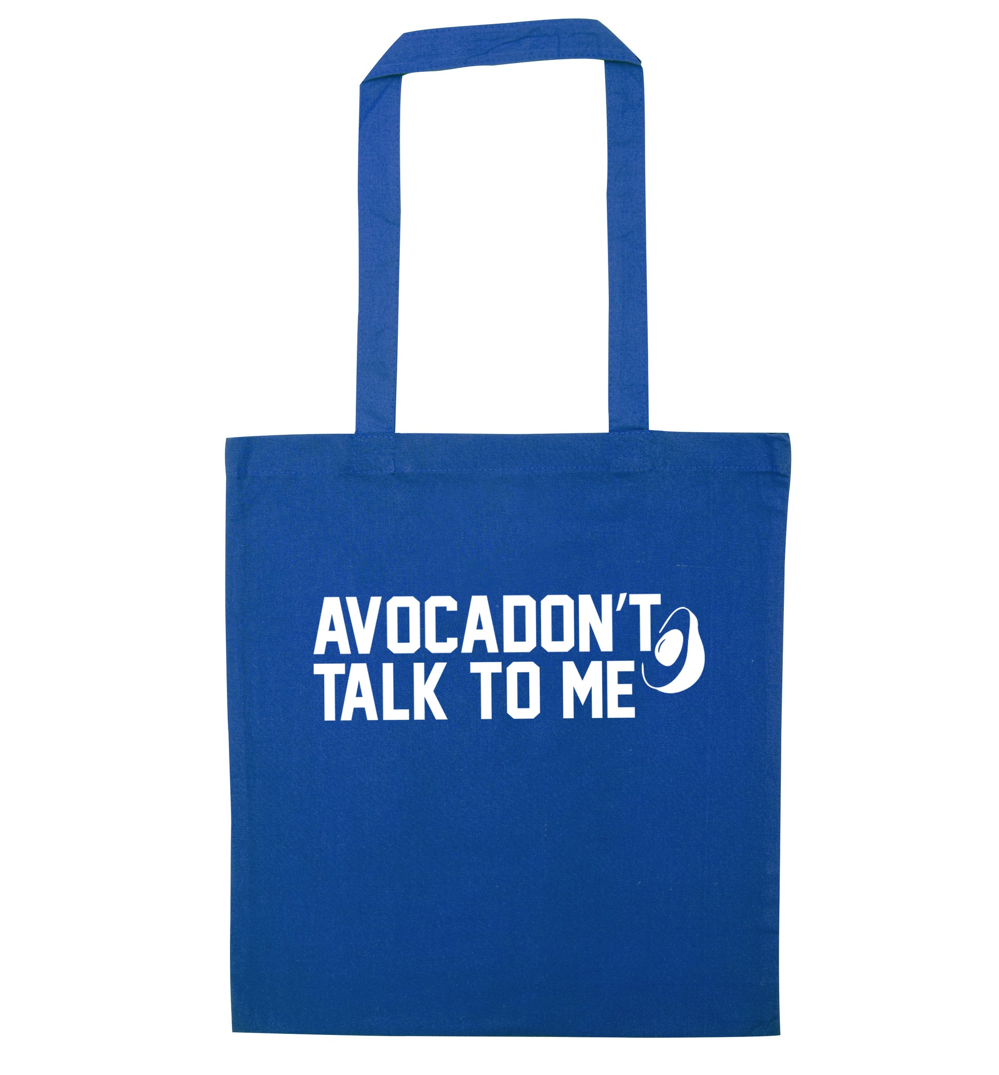 Avocadon't talk to me blue tote bag