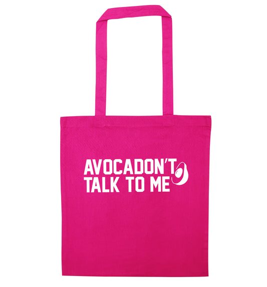 Avocadon't talk to me pink tote bag