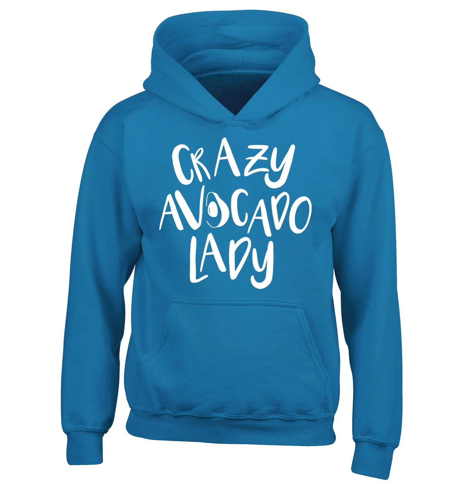 Crazy avocado lady children's blue hoodie 12-14 Years