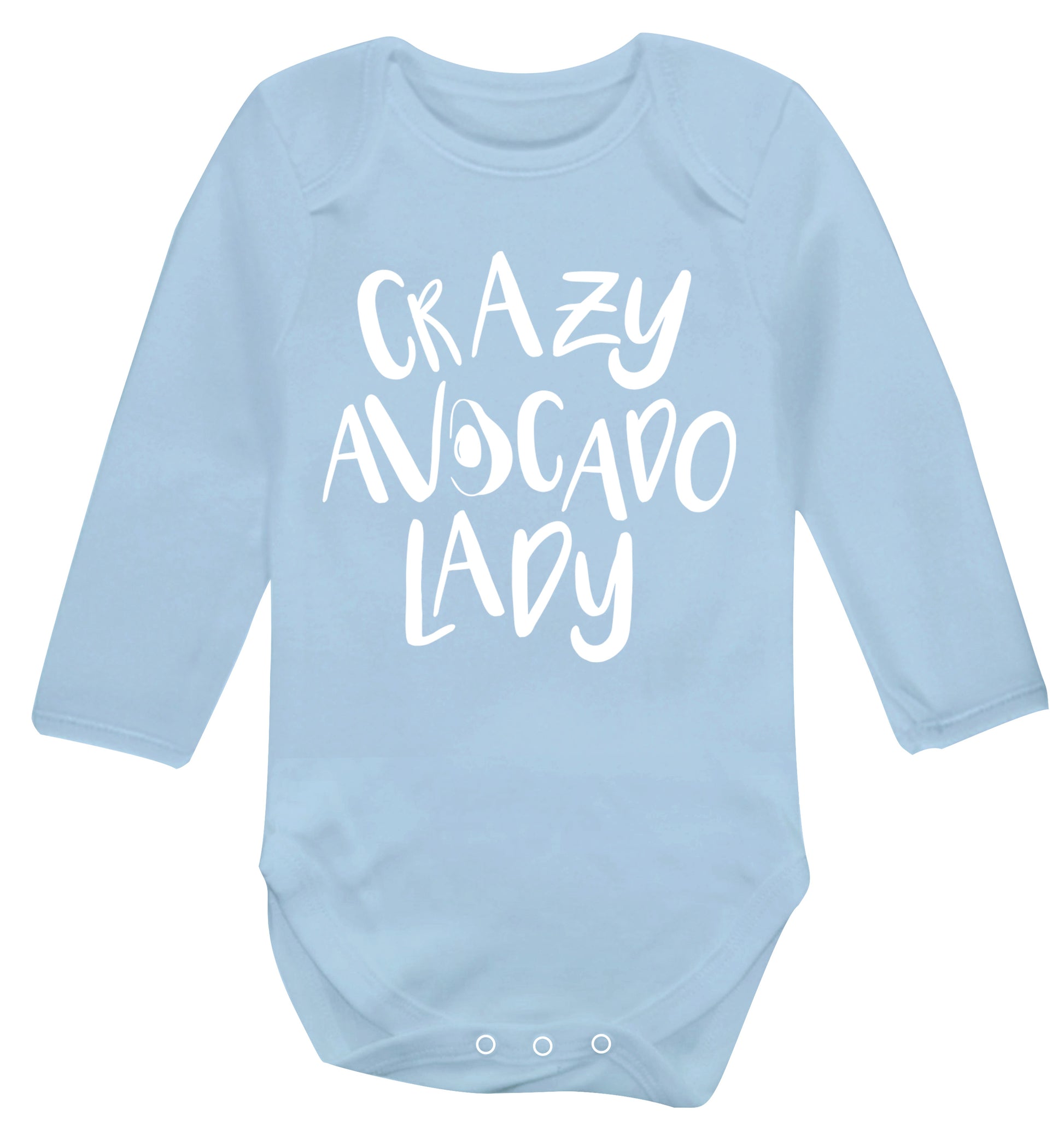 Crazy avocado lady Baby Vest long sleeved pale blue 6-12 months