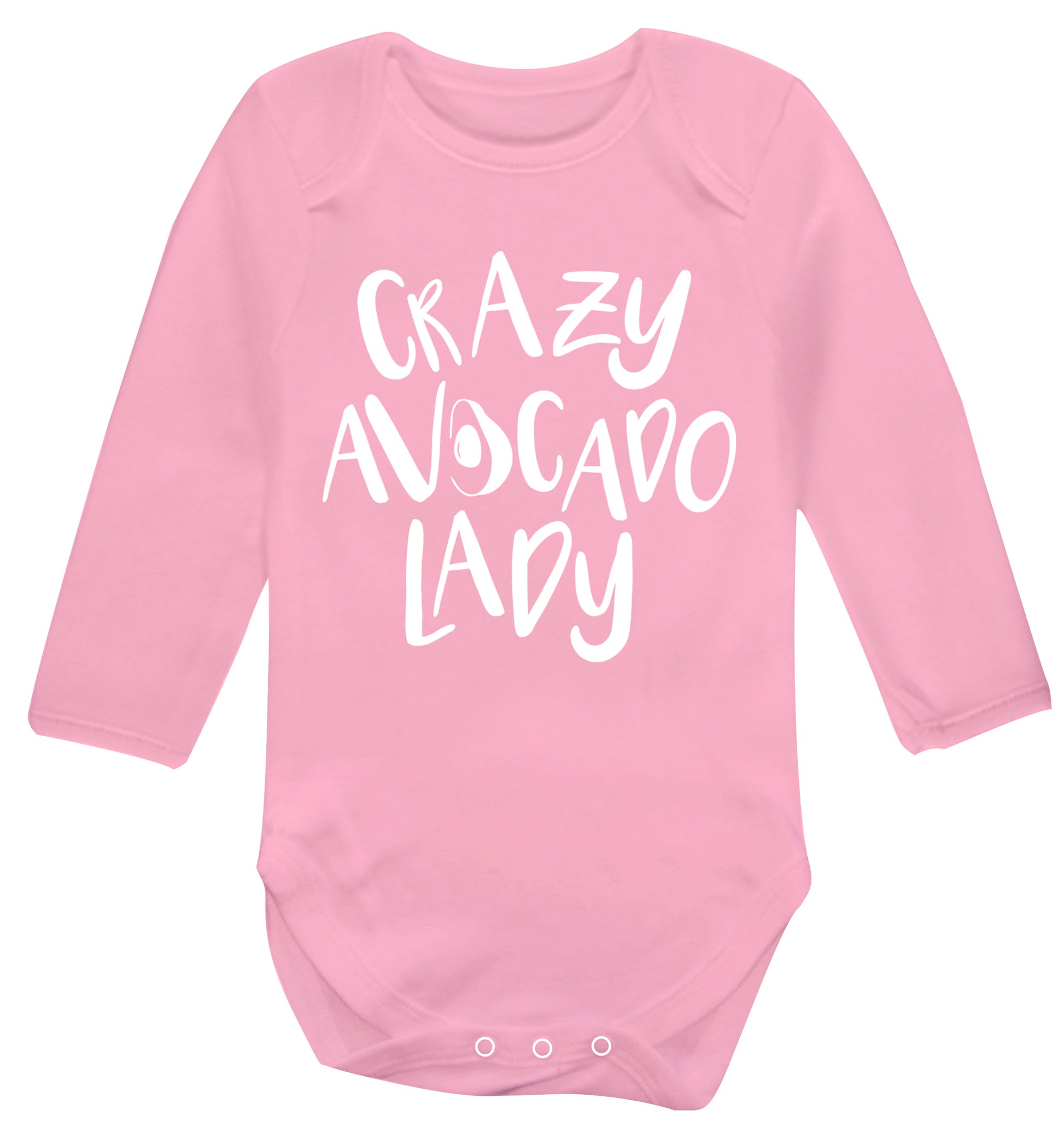 Crazy avocado lady Baby Vest long sleeved pale pink 6-12 months