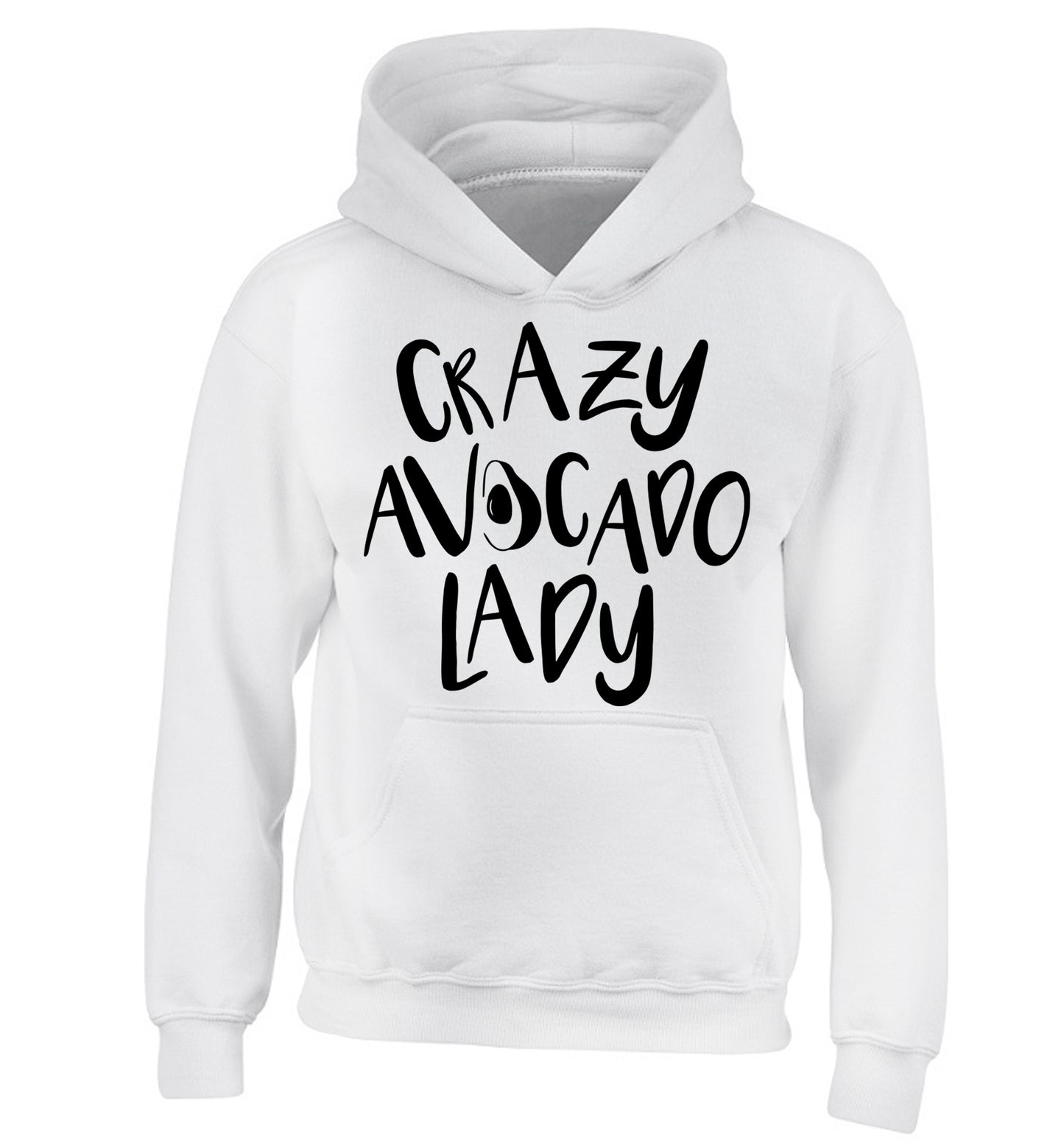 Crazy avocado lady children's white hoodie 12-14 Years