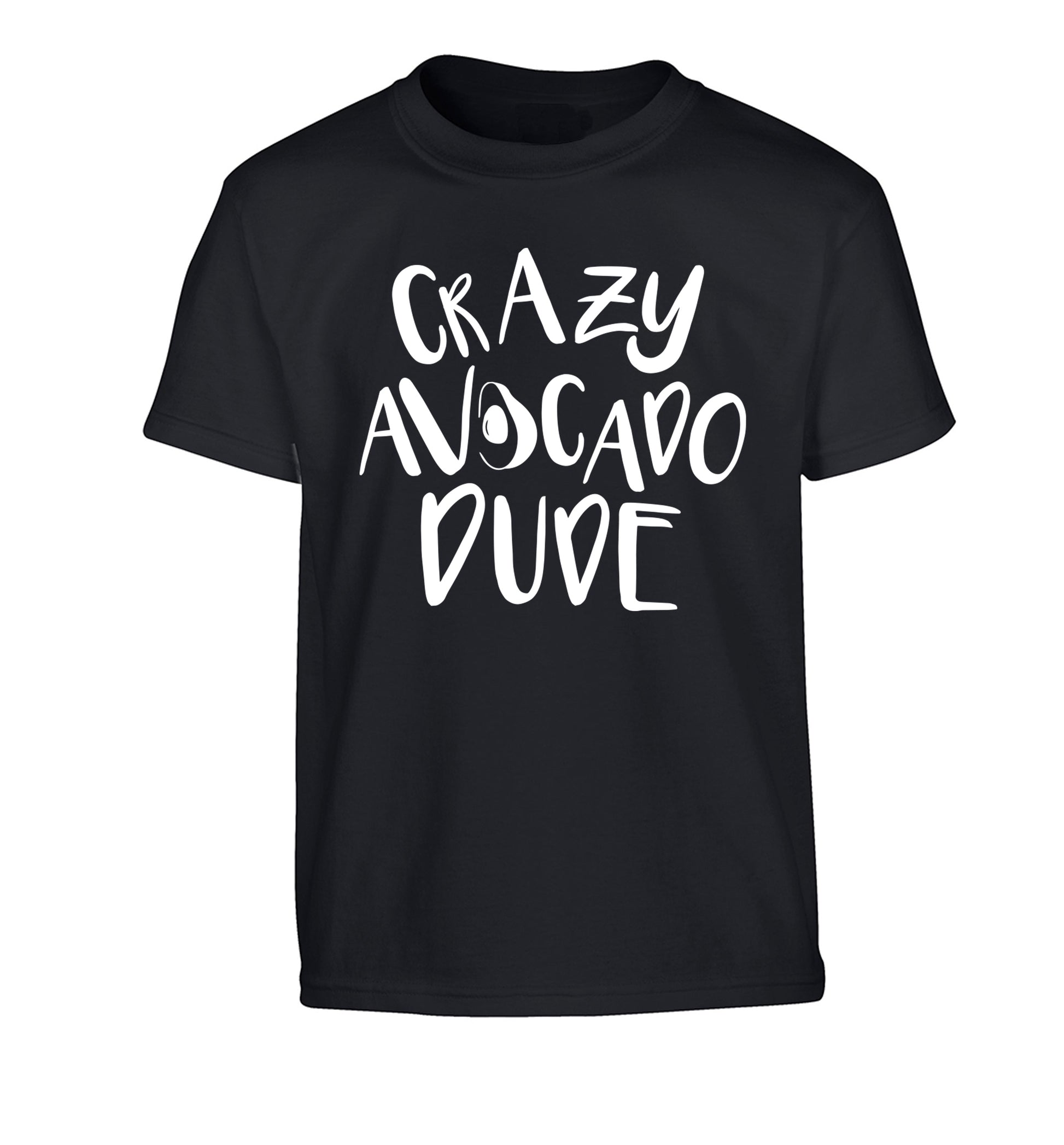 Crazy avocado dude Children's black Tshirt 12-14 Years