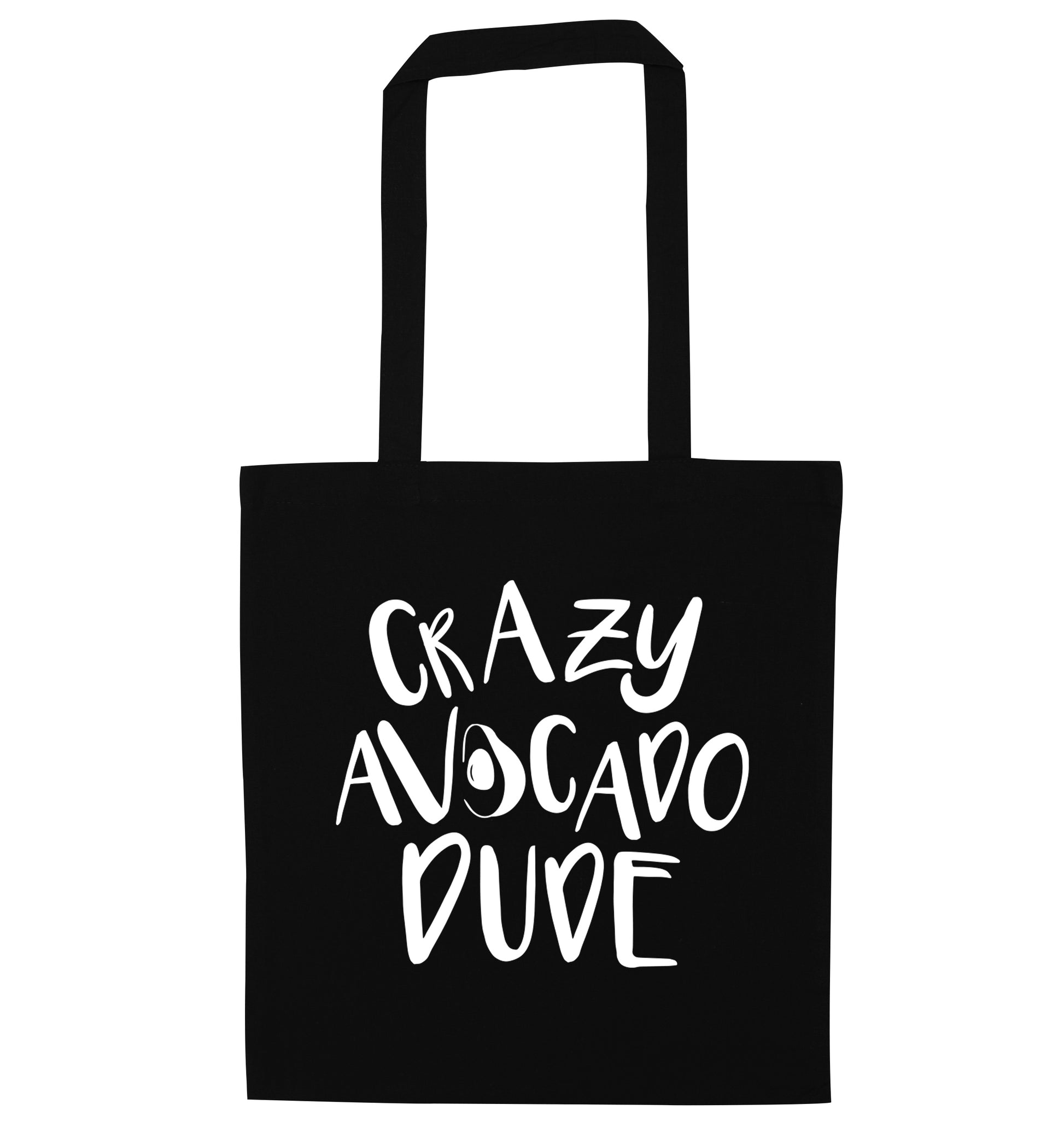 Crazy avocado dude black tote bag