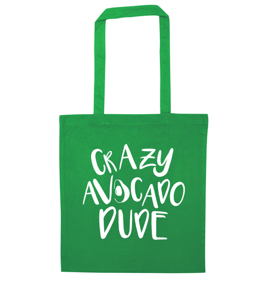 Crazy avocado dude green tote bag
