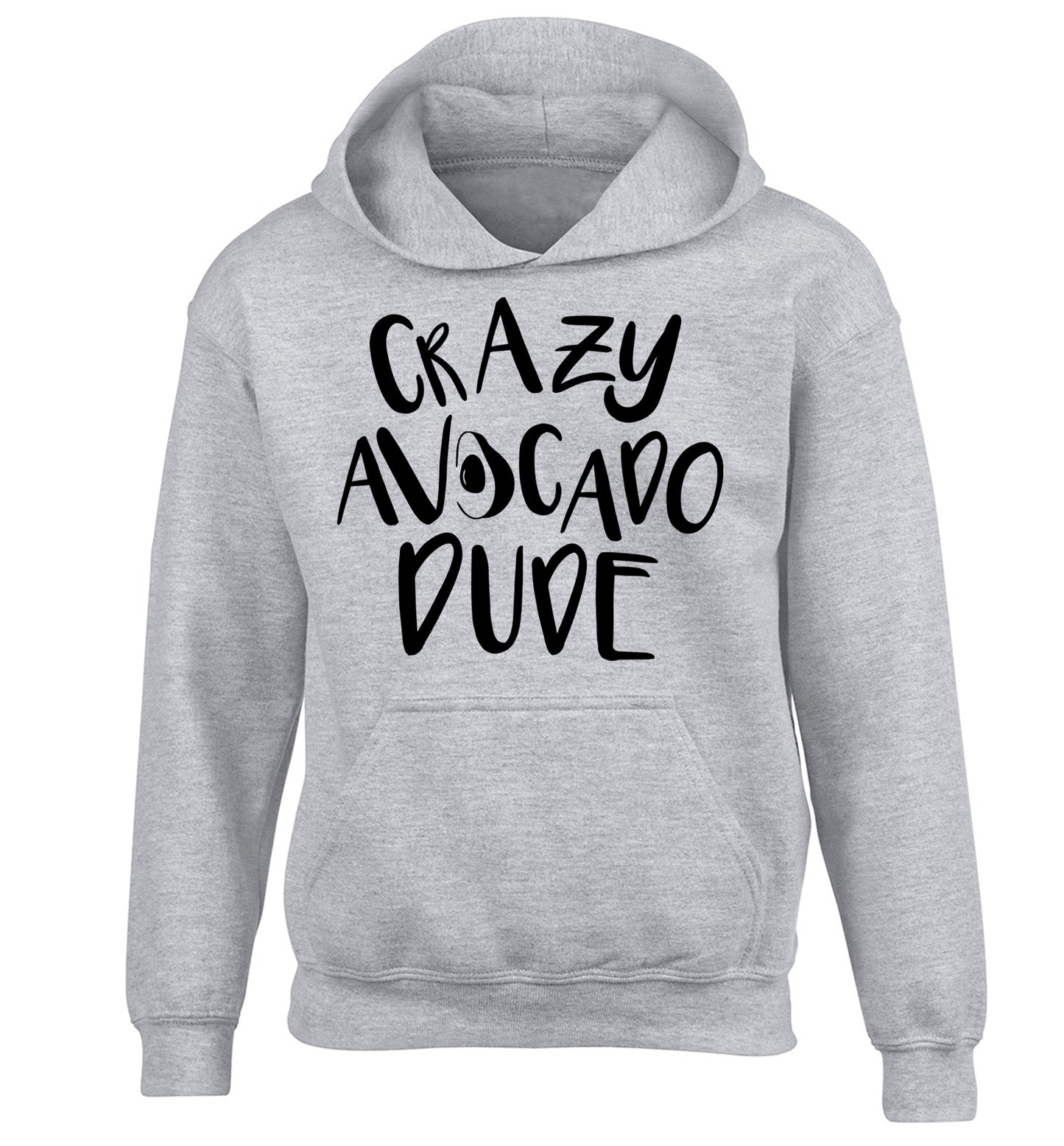 Crazy avocado dude children's grey hoodie 12-14 Years
