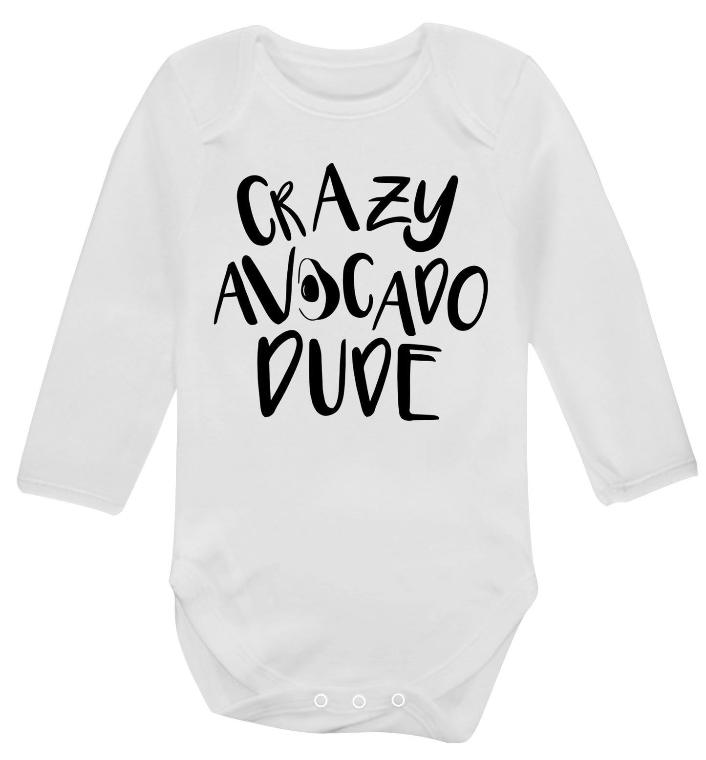 Crazy avocado dude Baby Vest long sleeved white 6-12 months