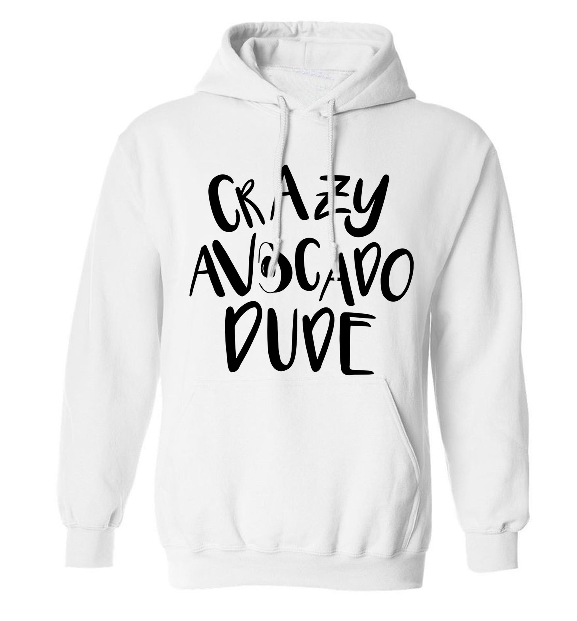 Crazy avocado dude adults unisex white hoodie 2XL
