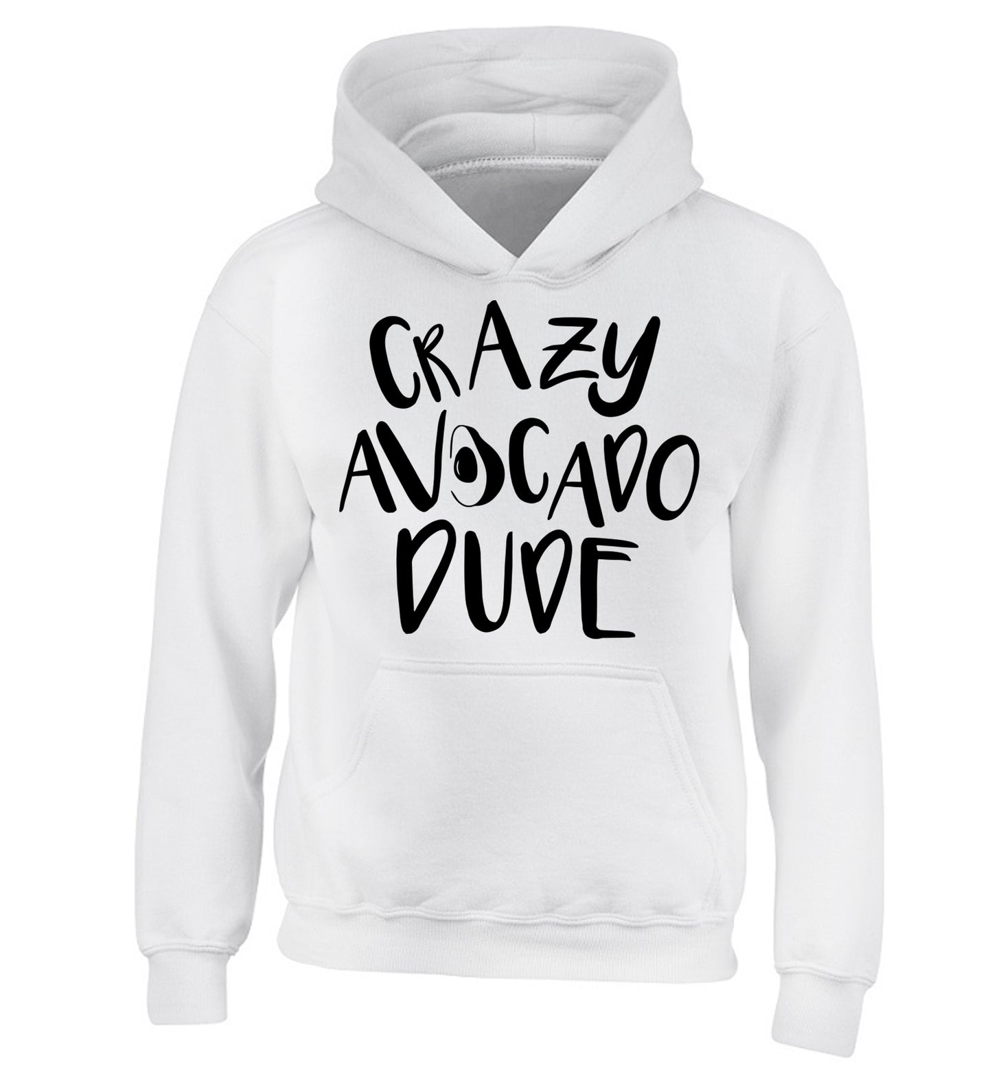 Crazy avocado dude children's white hoodie 12-14 Years