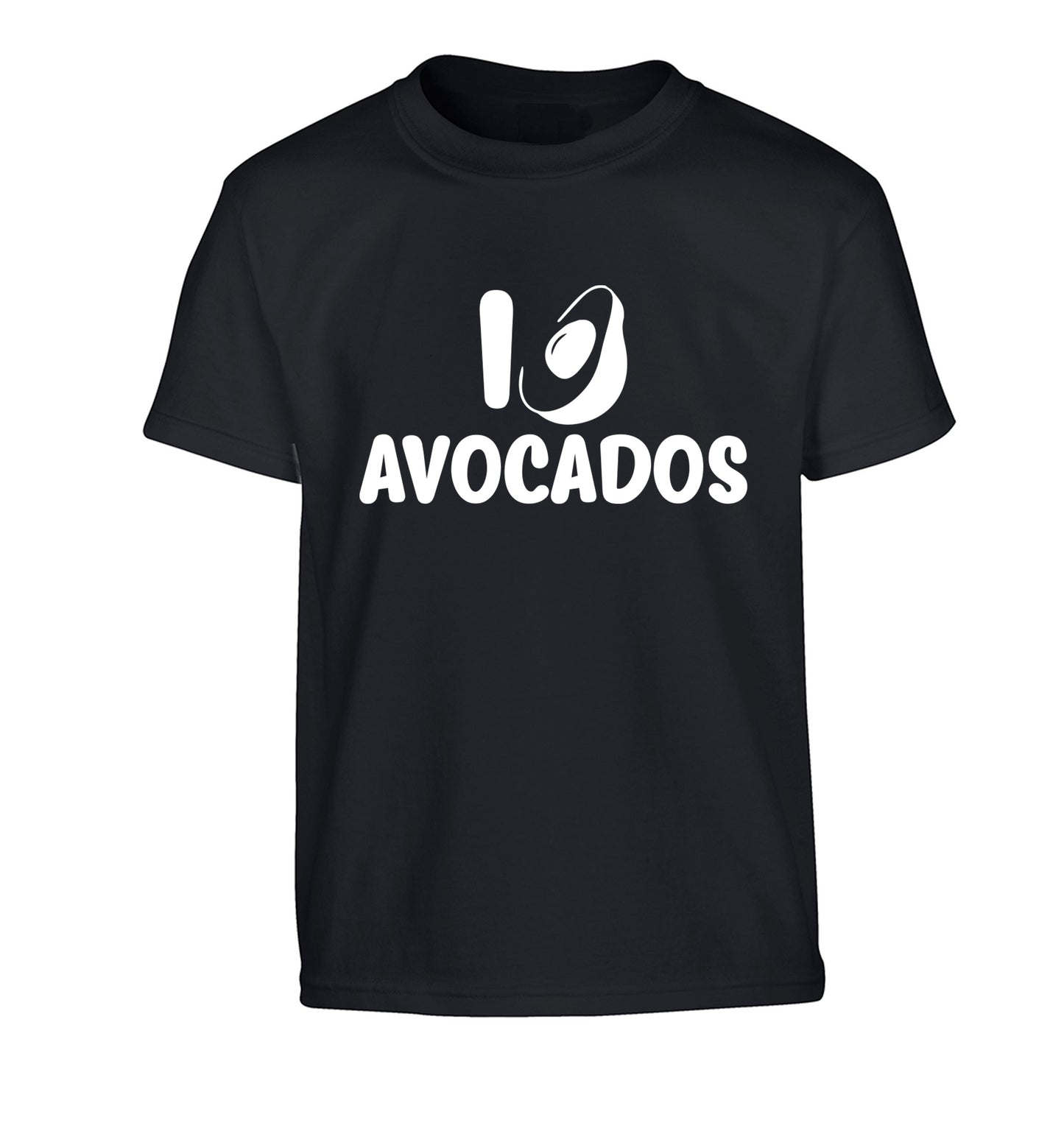 I love avocados Children's black Tshirt 12-14 Years