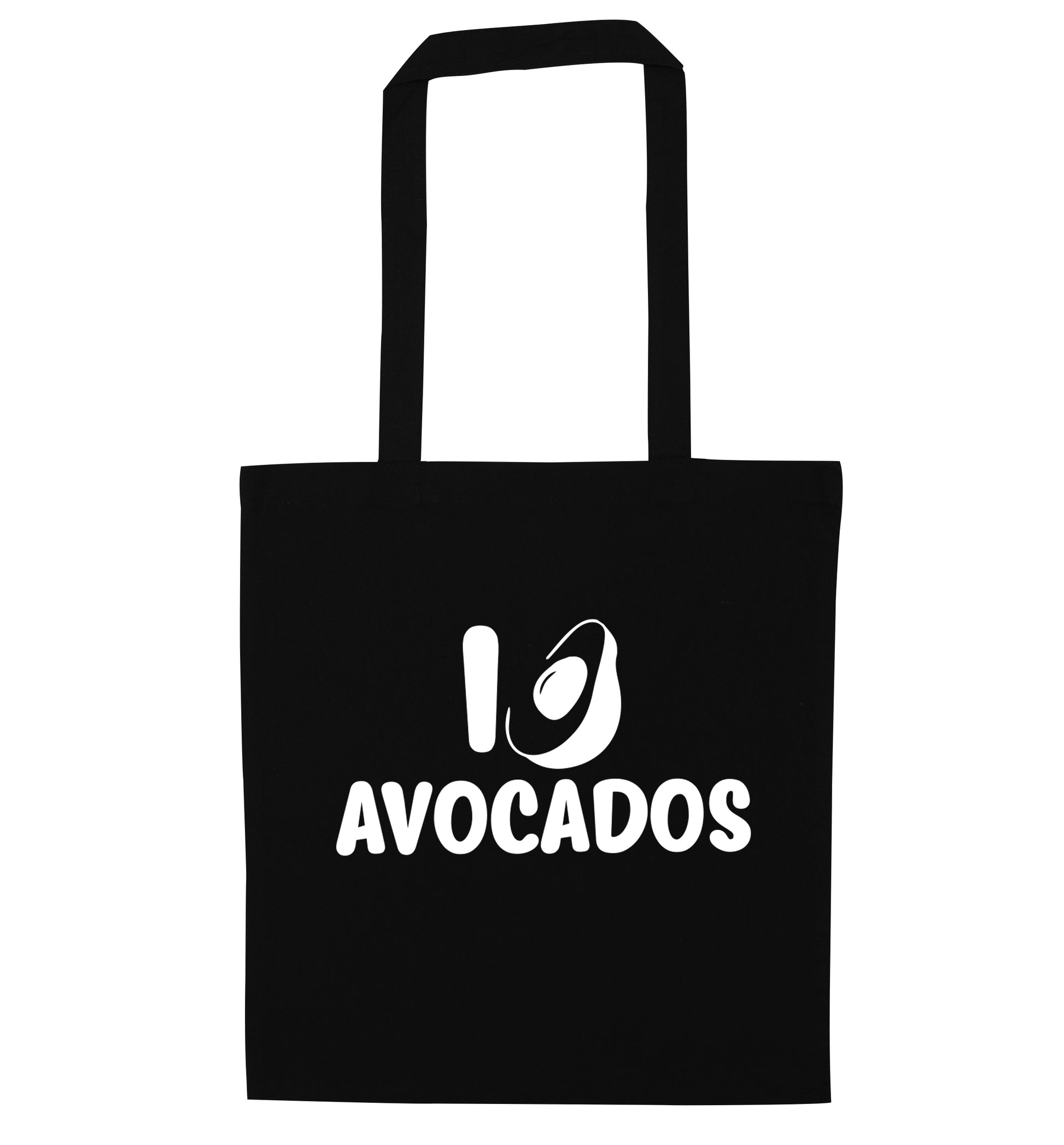 I love avocados black tote bag