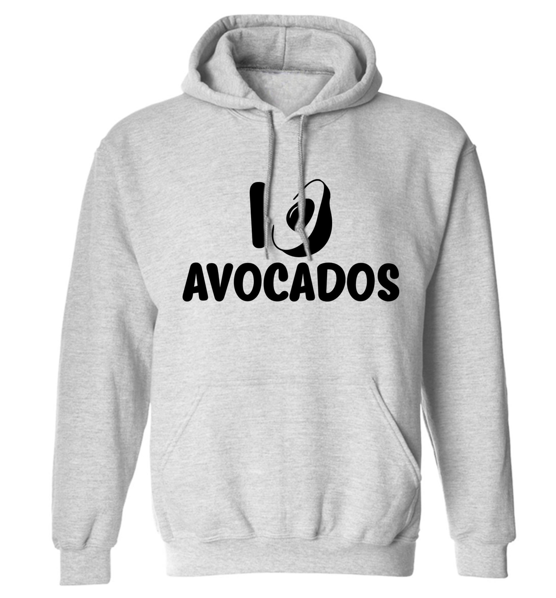I love avocados adults unisex grey hoodie 2XL